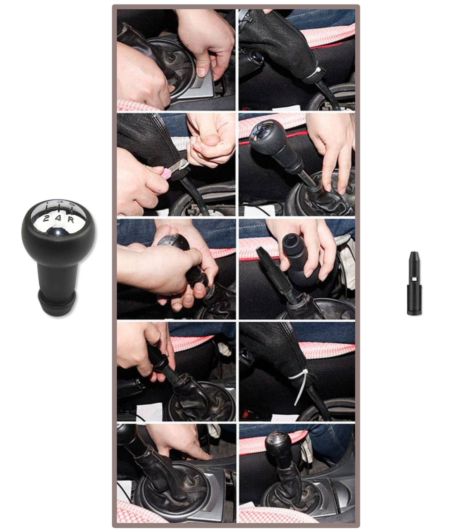 Pomello Leva Cambio Manuale 5 marce e Adattatore compatibile con Peugeot 106 206 306 2008 3008 e Citroen C2 C3 C4 C5 Saxo Xsara Picasso Berlingo