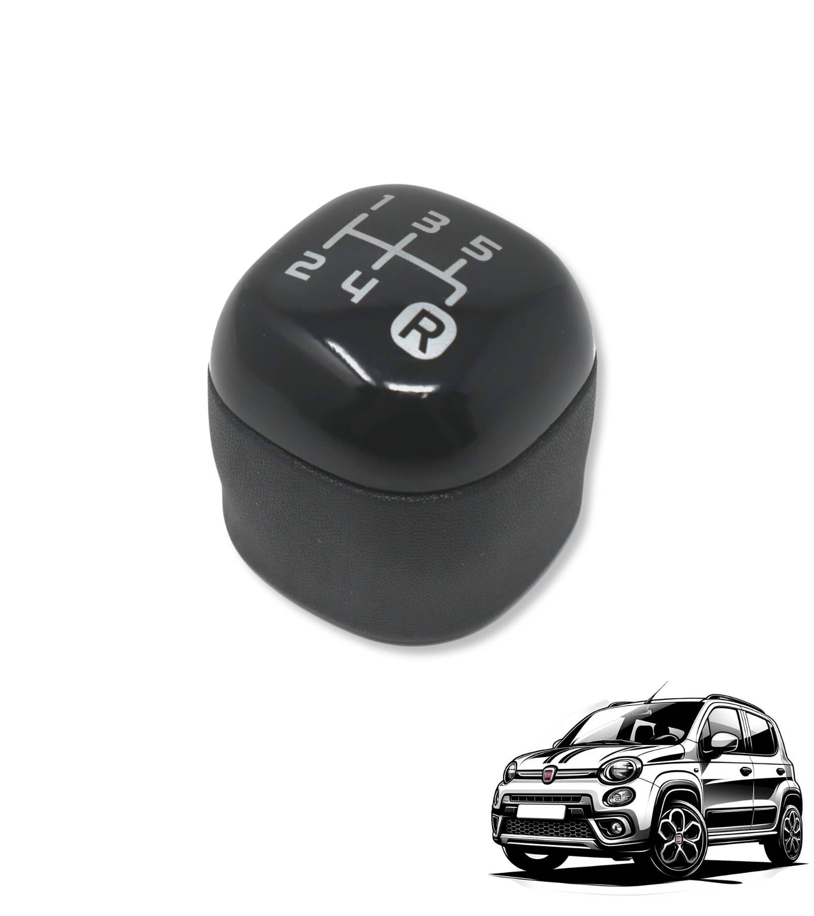Pomello Leva Cambio 5 Marce Nero, Compatibile con Fiat Panda 319 dal 2012 Terza Generazione Codice OEM 502942700
