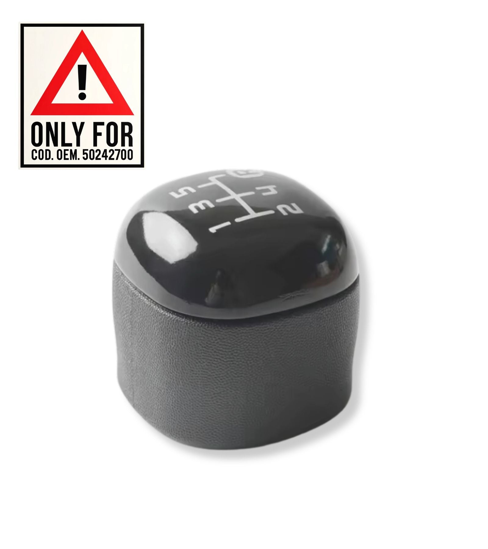 Pomello Leva Cambio 5 Marce Nero, Compatibile con Fiat Panda 319 dal 2012 Terza Generazione Codice OEM 502942700