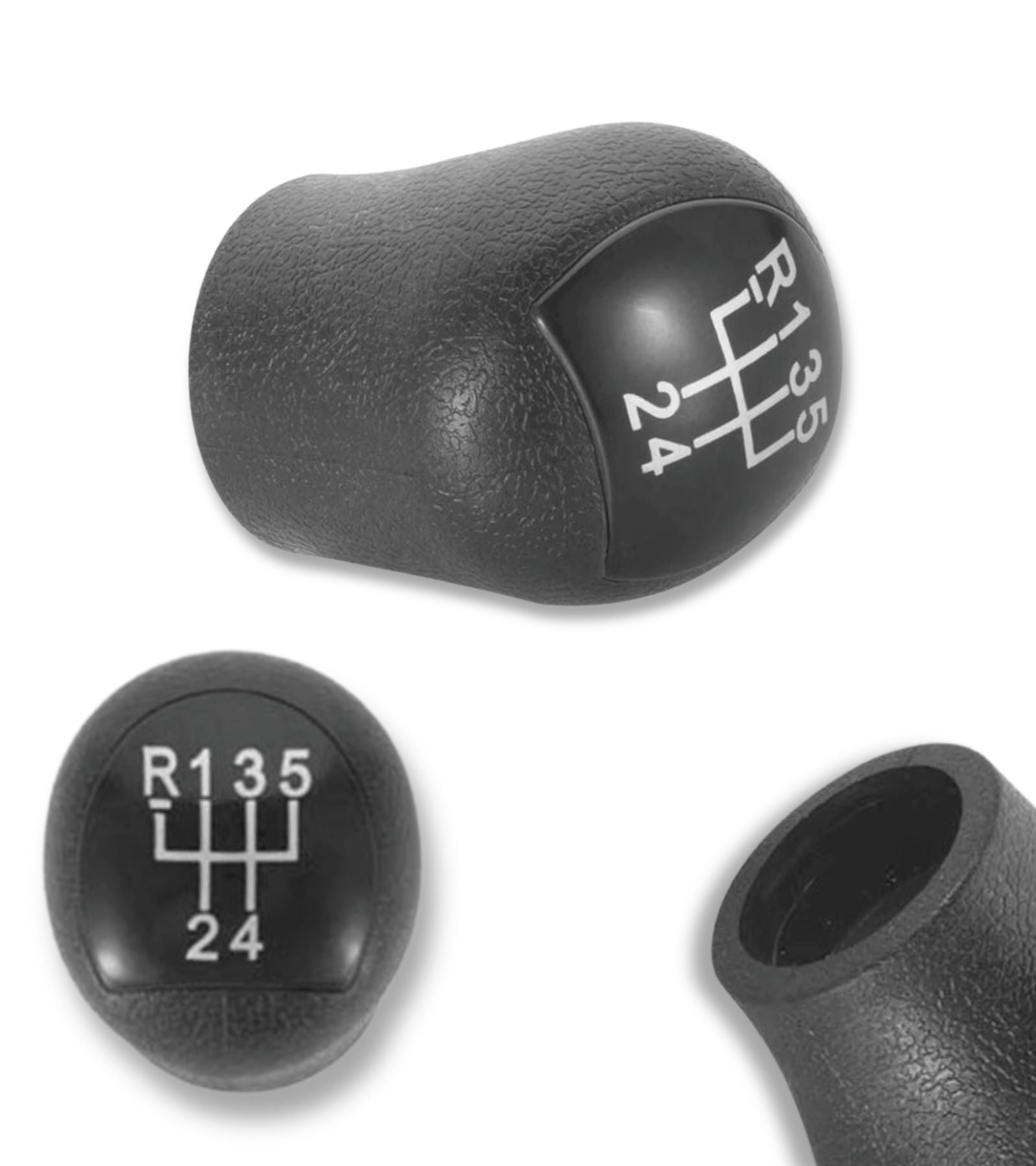 Pomello Leva Cambio 5 Marce Manuale e Retromarcia Compatibile con Renault Kangoo 2006-2008, Impugnatura Antiscivolo, Placca Nera, Facile da Installare