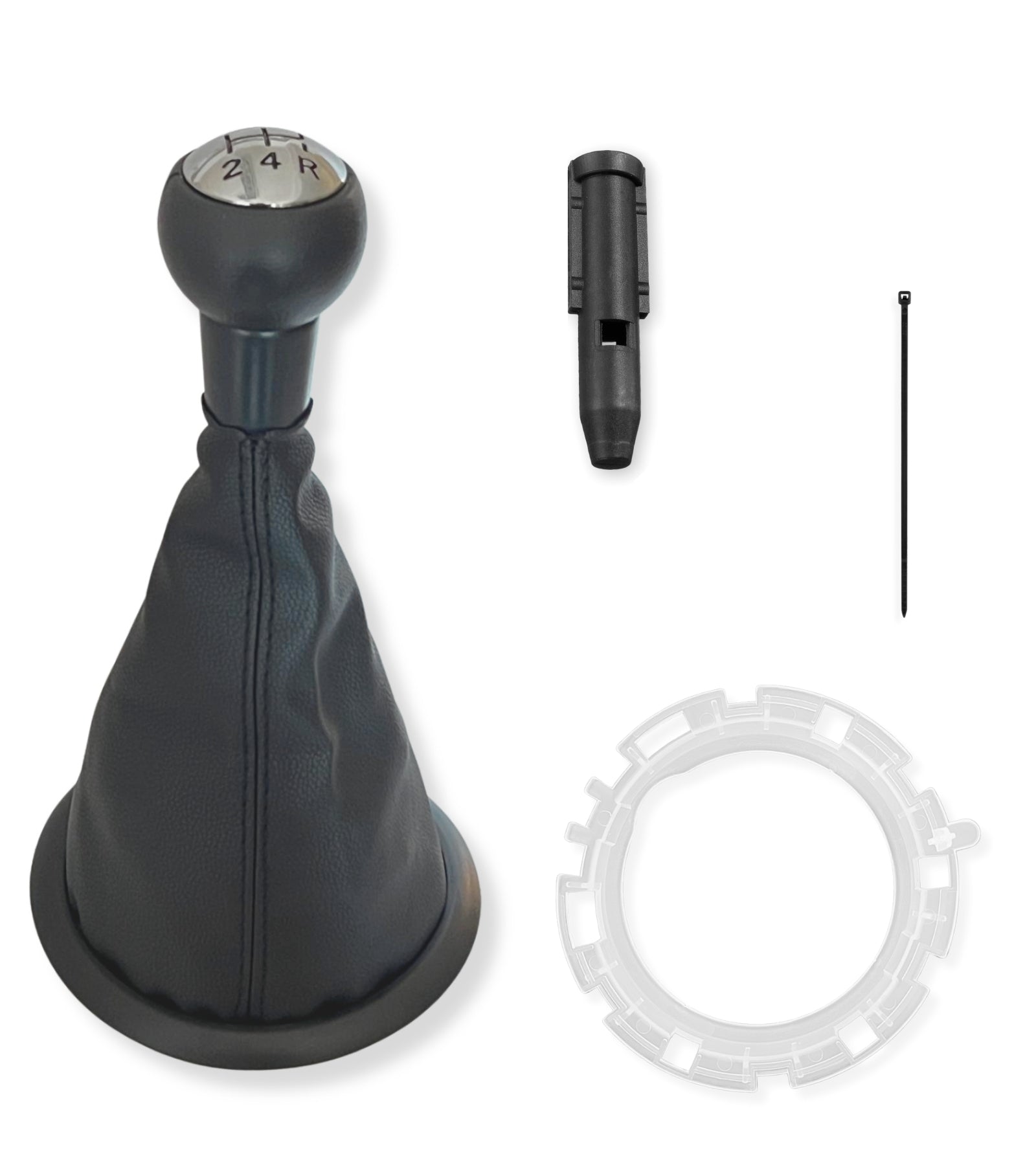 5 Speed Manual Gear Knob Kit with Gear Shift Boot, Ring, Black External Frame, Compatible with Citroen C3 2003-2009, with Plastic Adapter, OEM 2403CV, 1606400280, 7589T8, 7589V0