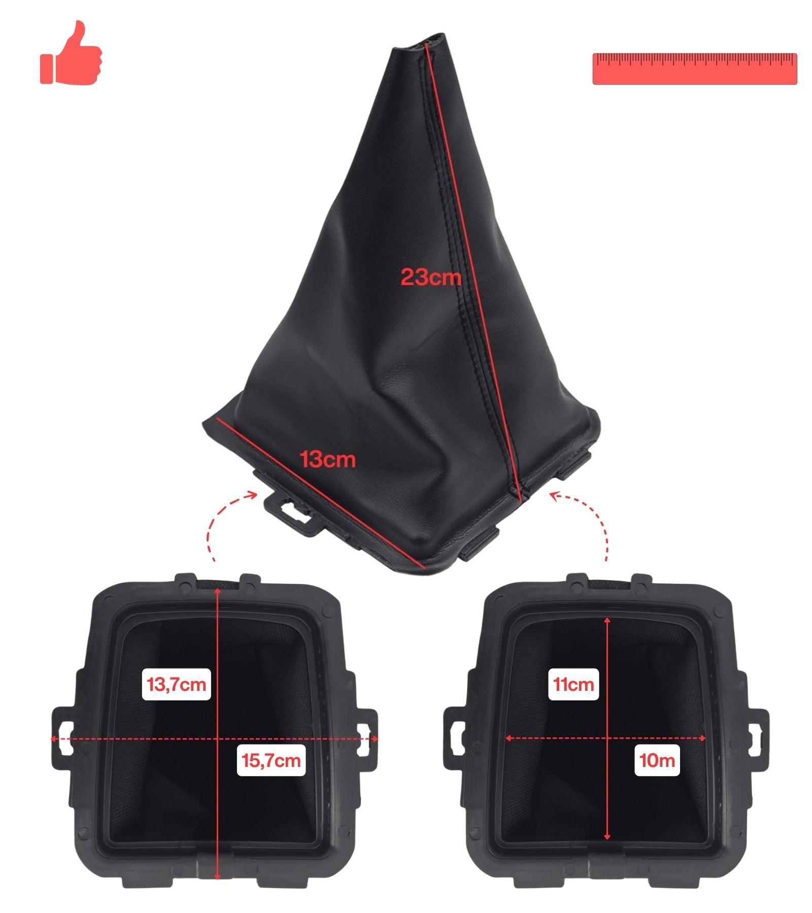 Cuffia Leva Cambio in Similpelle Compatibile con Ford Fiesta MK5 2008 e MK6 2008-2012, Similpelle OEM 8A6R-7H409-MA, 8A6R7H409MA, 1556845