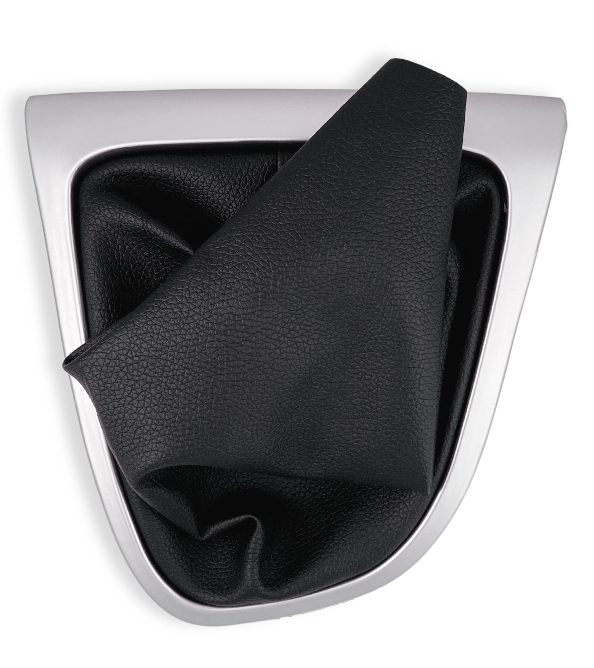 Kit Cuffia in Similpelle Nera e Telaio Colore Argento per Leva Cambio Compatibile con Renault Clio IV Serie 4 dal 2012 al 2020