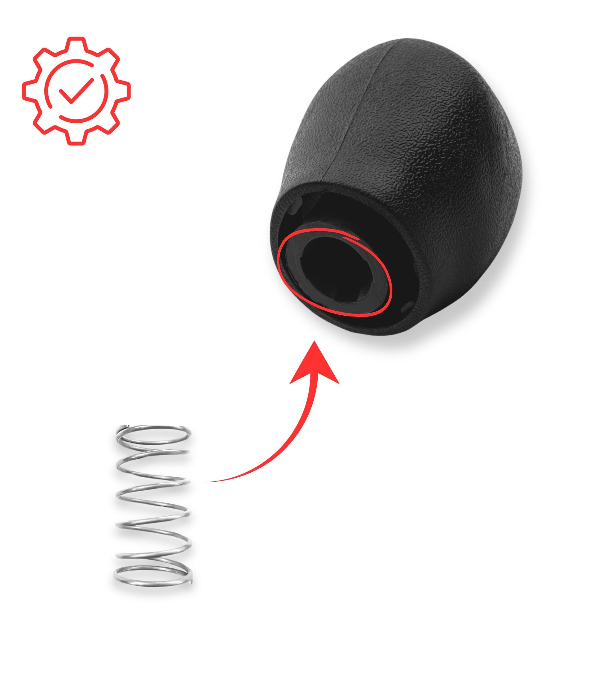 Pomello Plastica 6 Marce e Molla per Cambio Compatibile con Renault Megane Scenic Dacia Duster