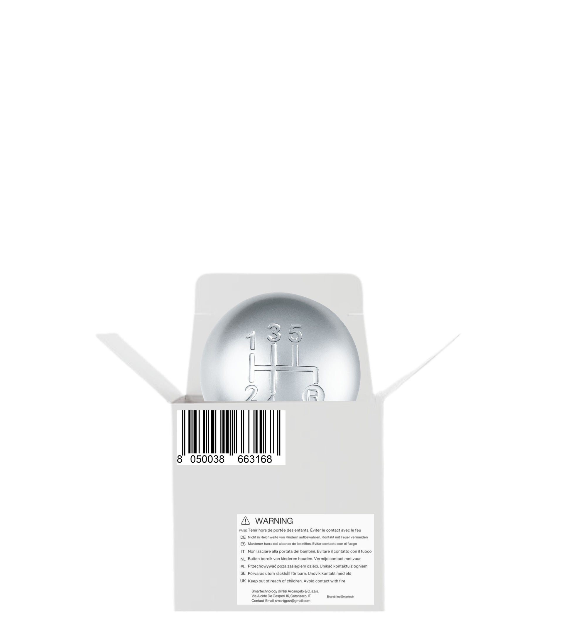 Pomello 5 Marce e Retromarcia Compatibile con Fiat 500 500C 2007-2018 Argento Silver