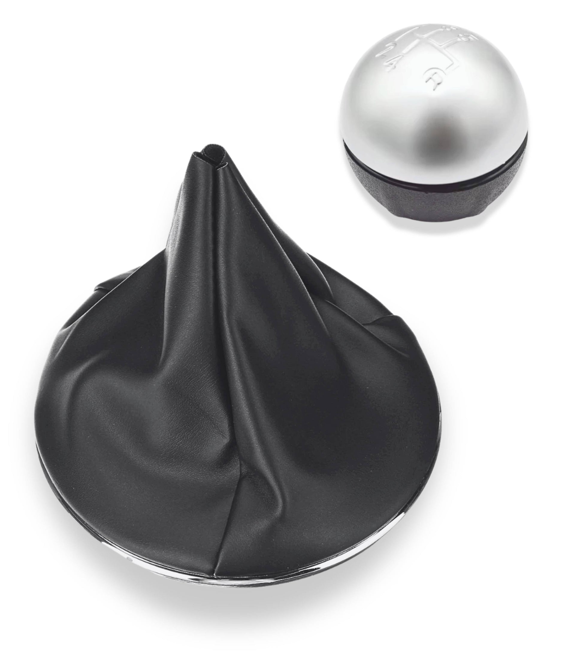 5 Speed Gear Knob and Boot Kit Compatible with Fiat 500 500C 2007-2018 Knob Color Silver