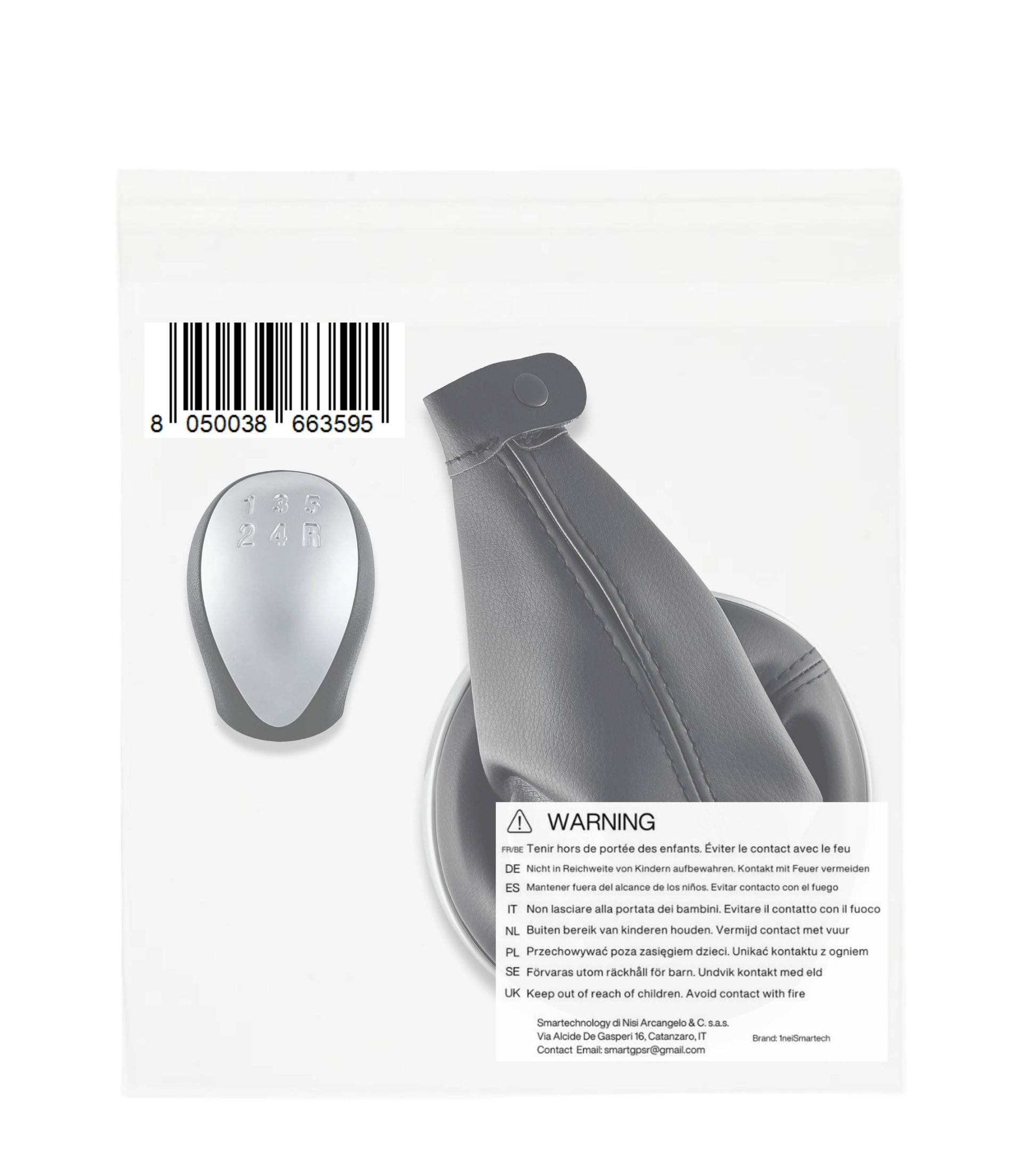 Kit Pomello Cambio 5 Marce con Cuffia e Cornice Compatibile con Lancia Ypsilon (843) 2003–2011, Versione Benzina, OEM 6930520 735442310