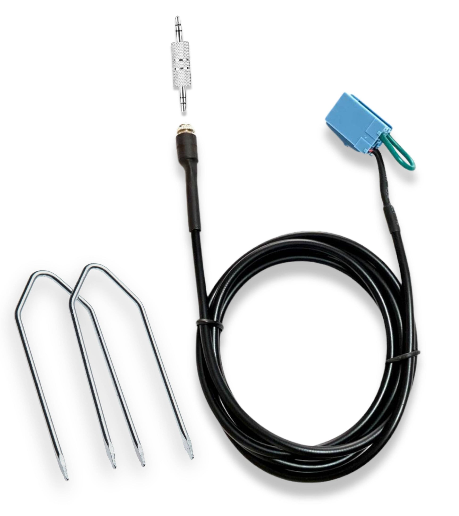 AUX Kit for Delphi Bosch Car Radio with No Source Available Display, Steel Adapter Double Male Jack, Keys, Compatible with Fiat 500 Panda Punto Evo Lancia Y
