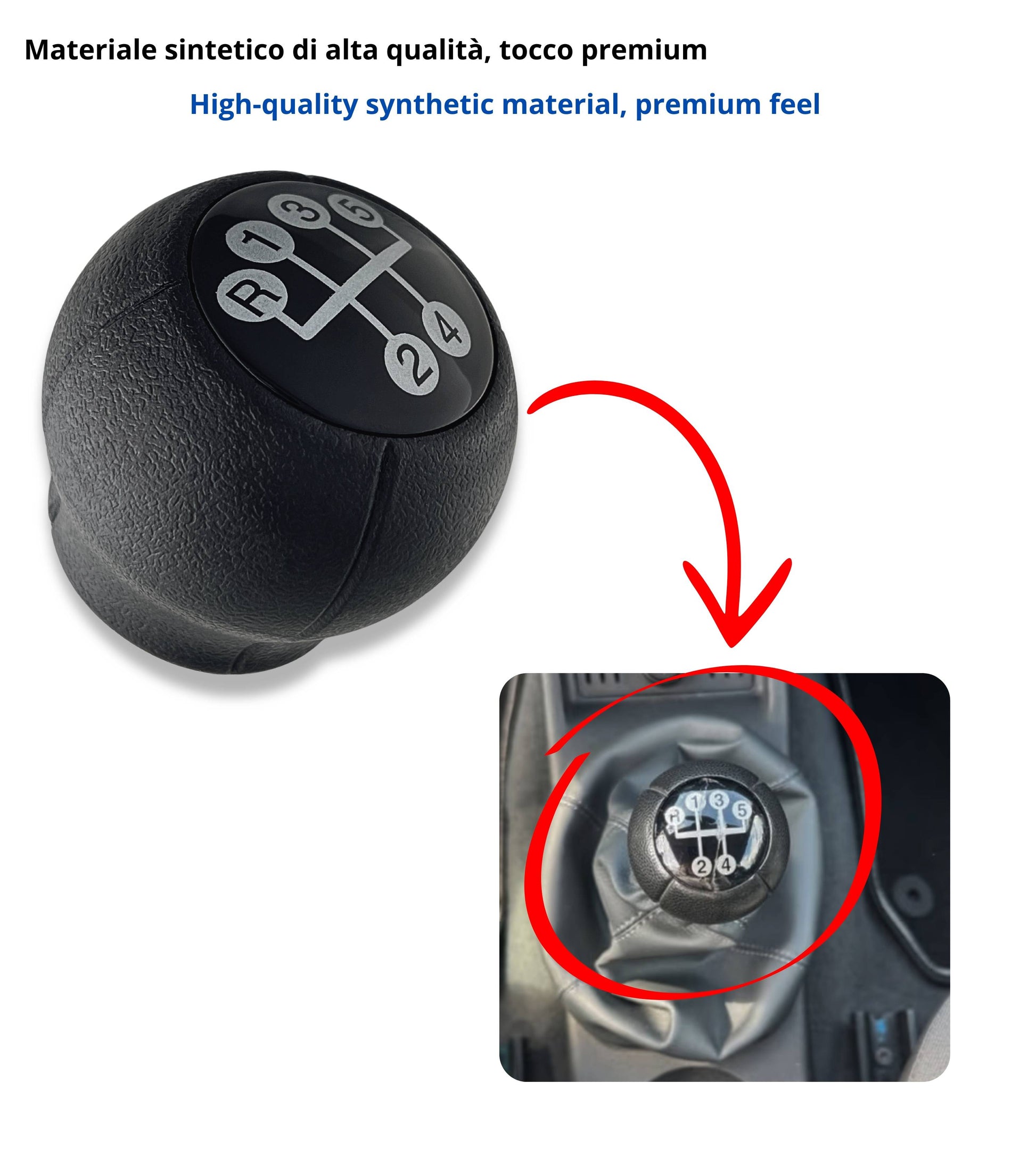 Pomello Leva Cambio 5 Marce Compatibile con Opel Corsa C, Astra G, Meriva A, Zafira A, Tigra B – OEM 55353683 9200972 5738927