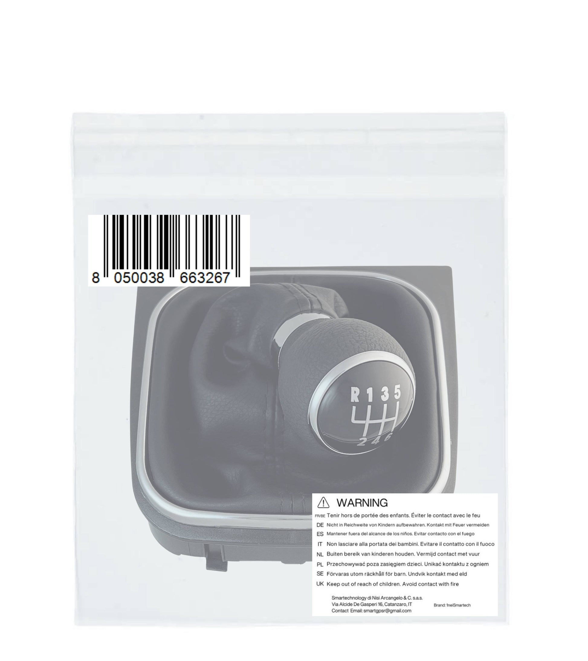 Kit Pomello 6 Marce e Cuffia con Cuciture Nere e Telaio Nero per Leva Cambio Compatibile con Volkswagen Golf 5 2003-2008, Golf 6 2008-2012