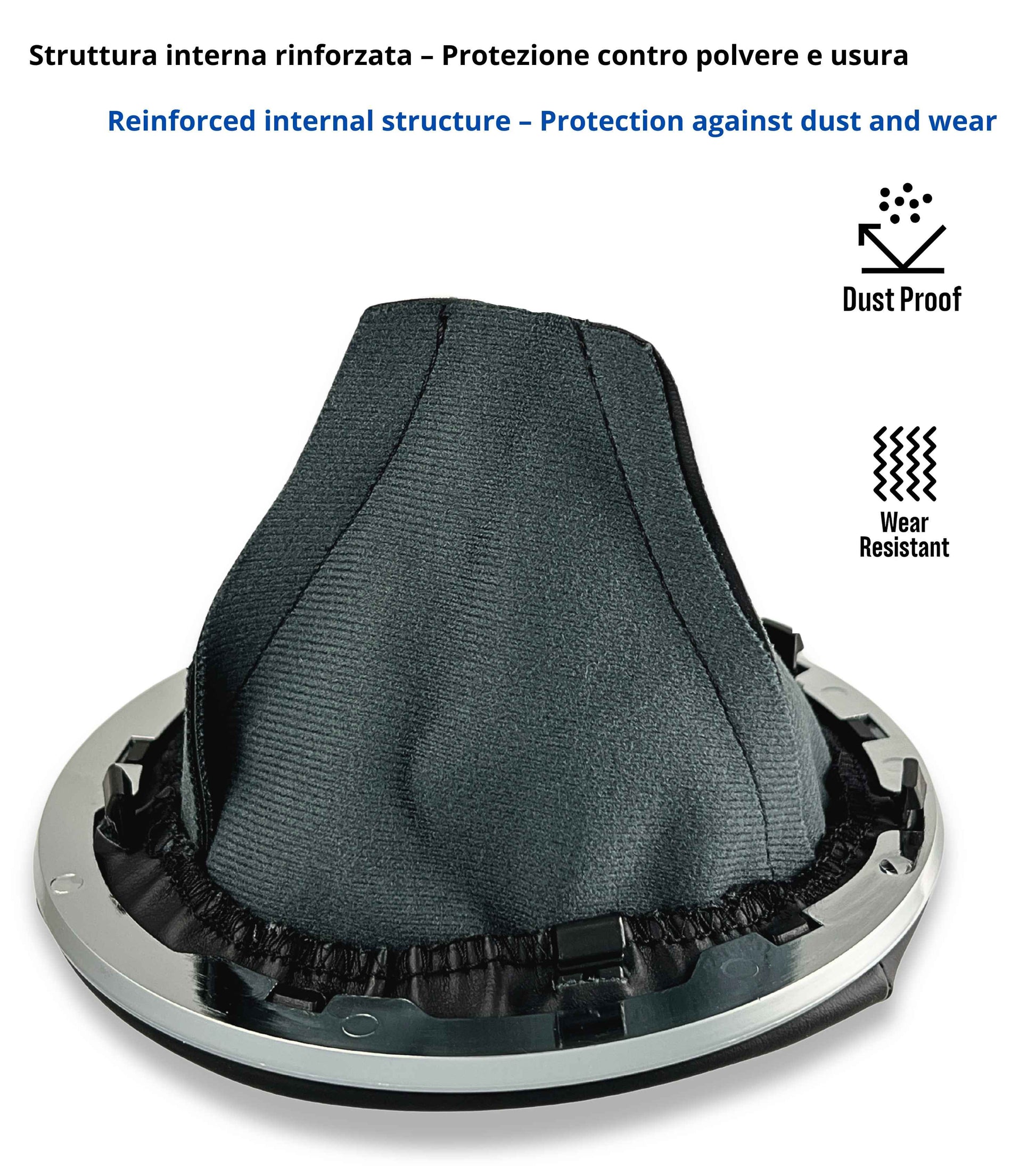 Kit Pomello 6 Marce con Cuffia e Cornice Argento Lucido Compatibile con Fiat 500 e 500C dal 2007 in poi, Ghiera Inclusa | OEM 6930526, 6930528, 6930505