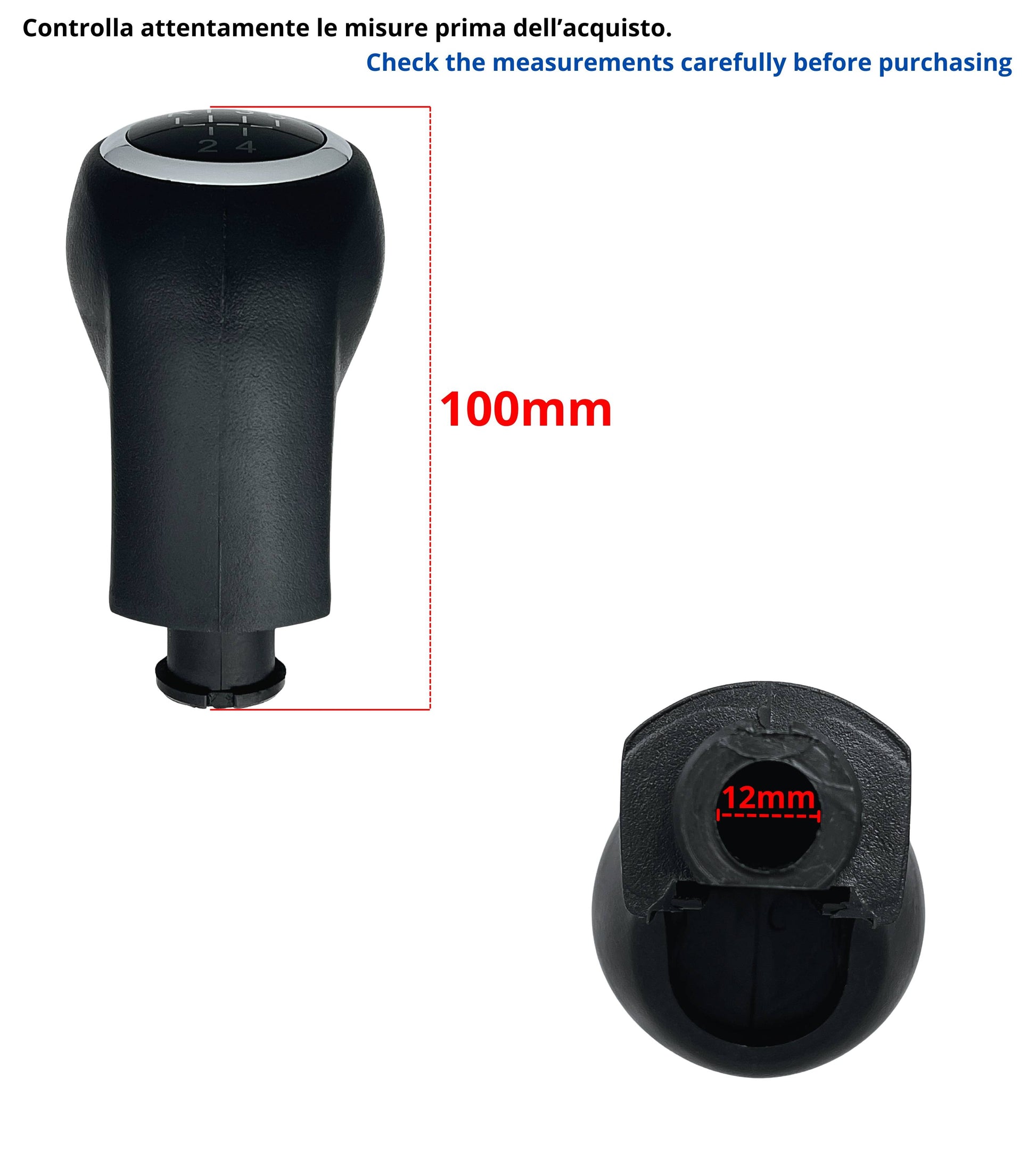 Pomello Leva Cambio Nero 5 Marce Compatibile con Opel Zafira B 2005–2014, Codice OEM 55354140, con Retromarcia in Alto a Sinistra