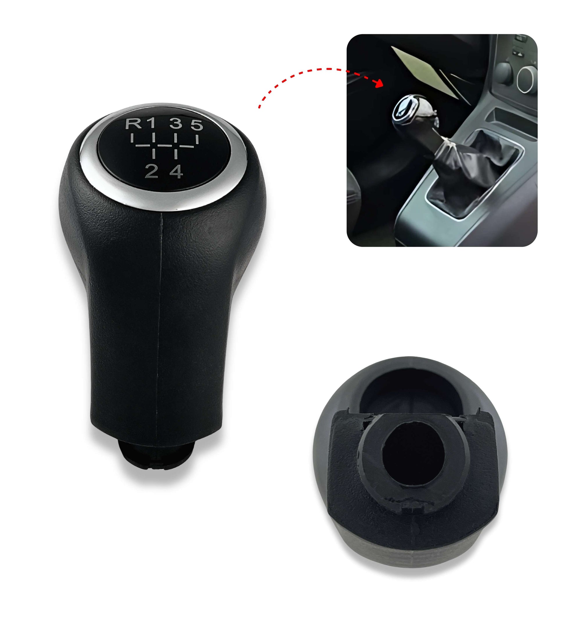 Pomello Leva Cambio Nero 5 Marce Compatibile con Opel Zafira B 2005–2014, Codice OEM 55354140, con Retromarcia in Alto a Sinistra