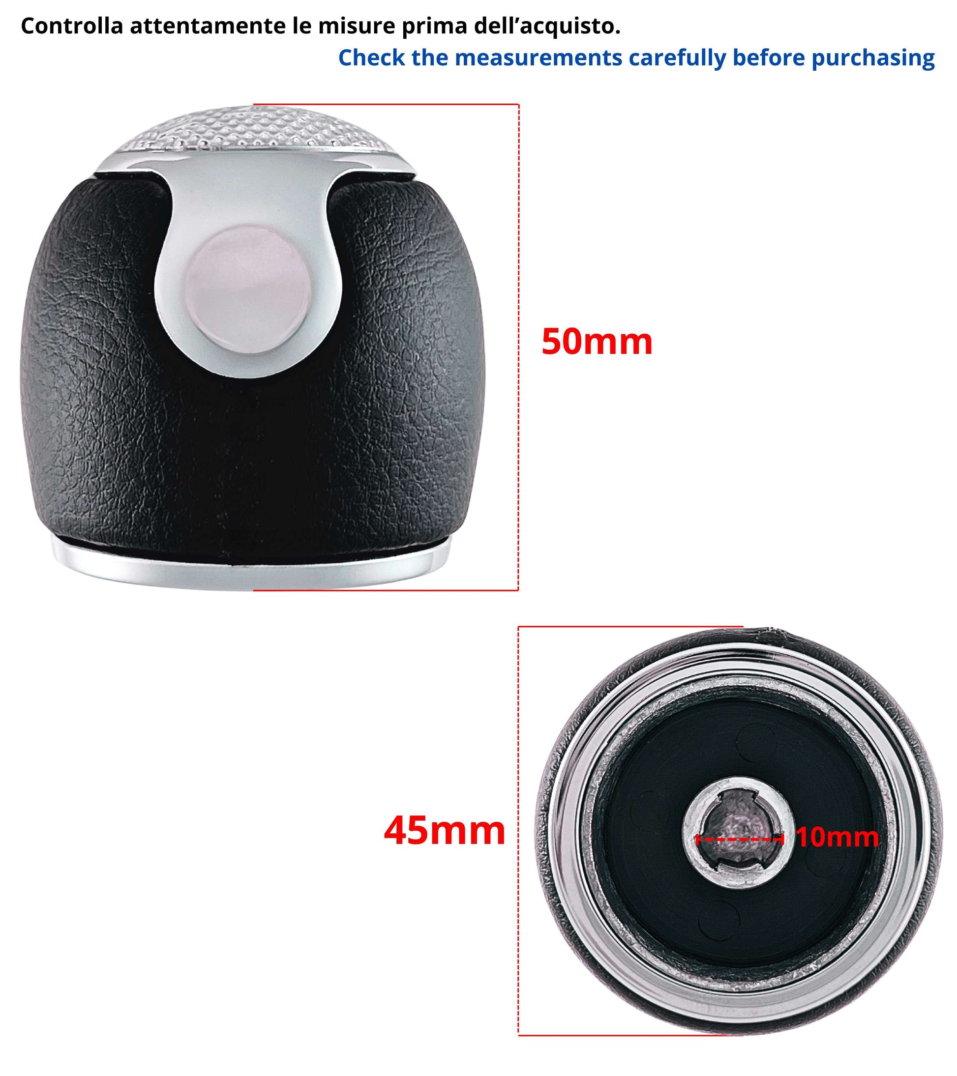 Pomello Leva Cambio 6 Marce Compatibile con Alfa Romeo MiTo dal 2008 – Foro in Metallo, Lente Cromata, OEM 55344848