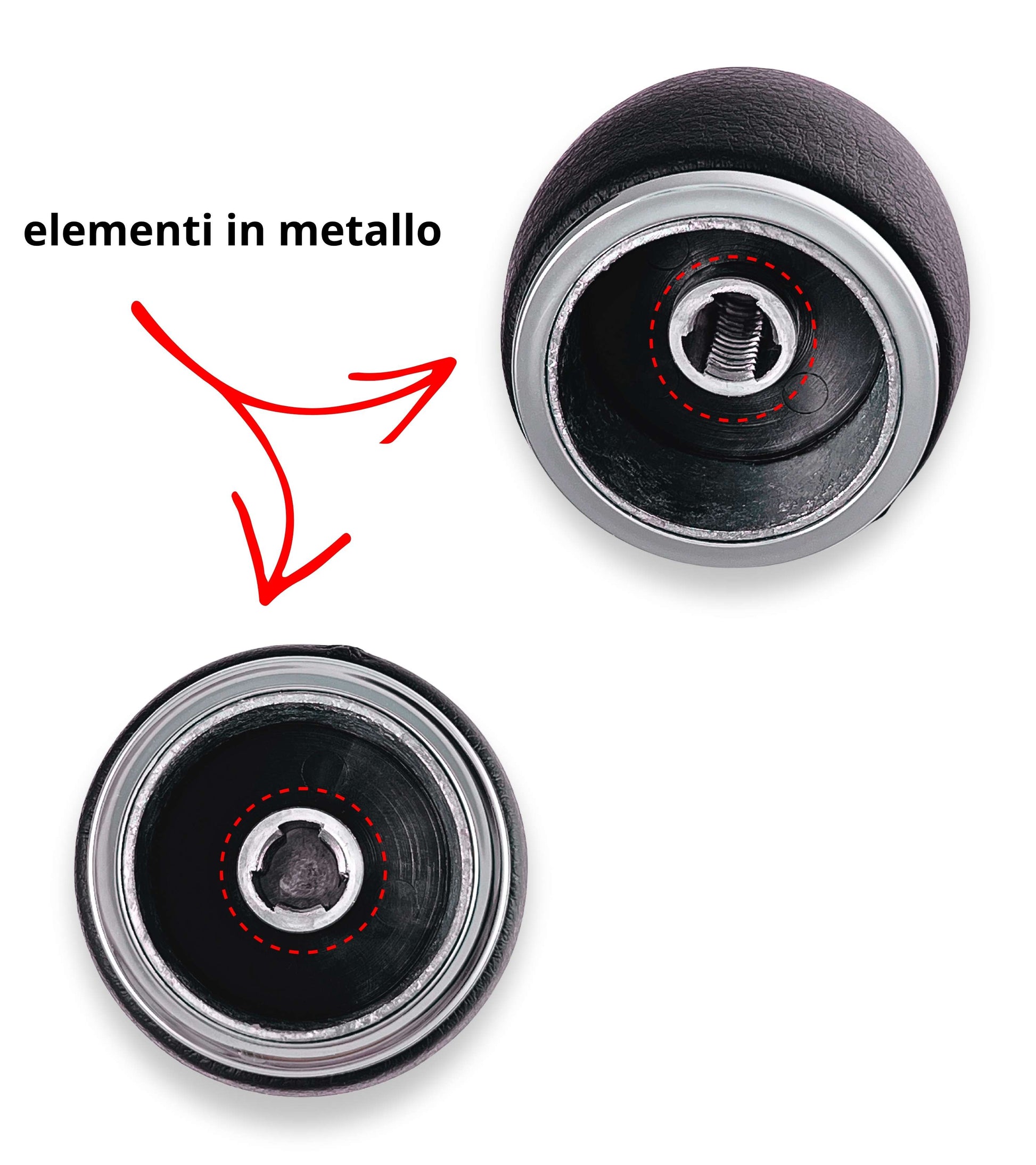 Pomello Leva Cambio 6 Marce Compatibile con Alfa Romeo MiTo dal 2008 – Foro in Metallo, Lente Cromata, OEM 55344848