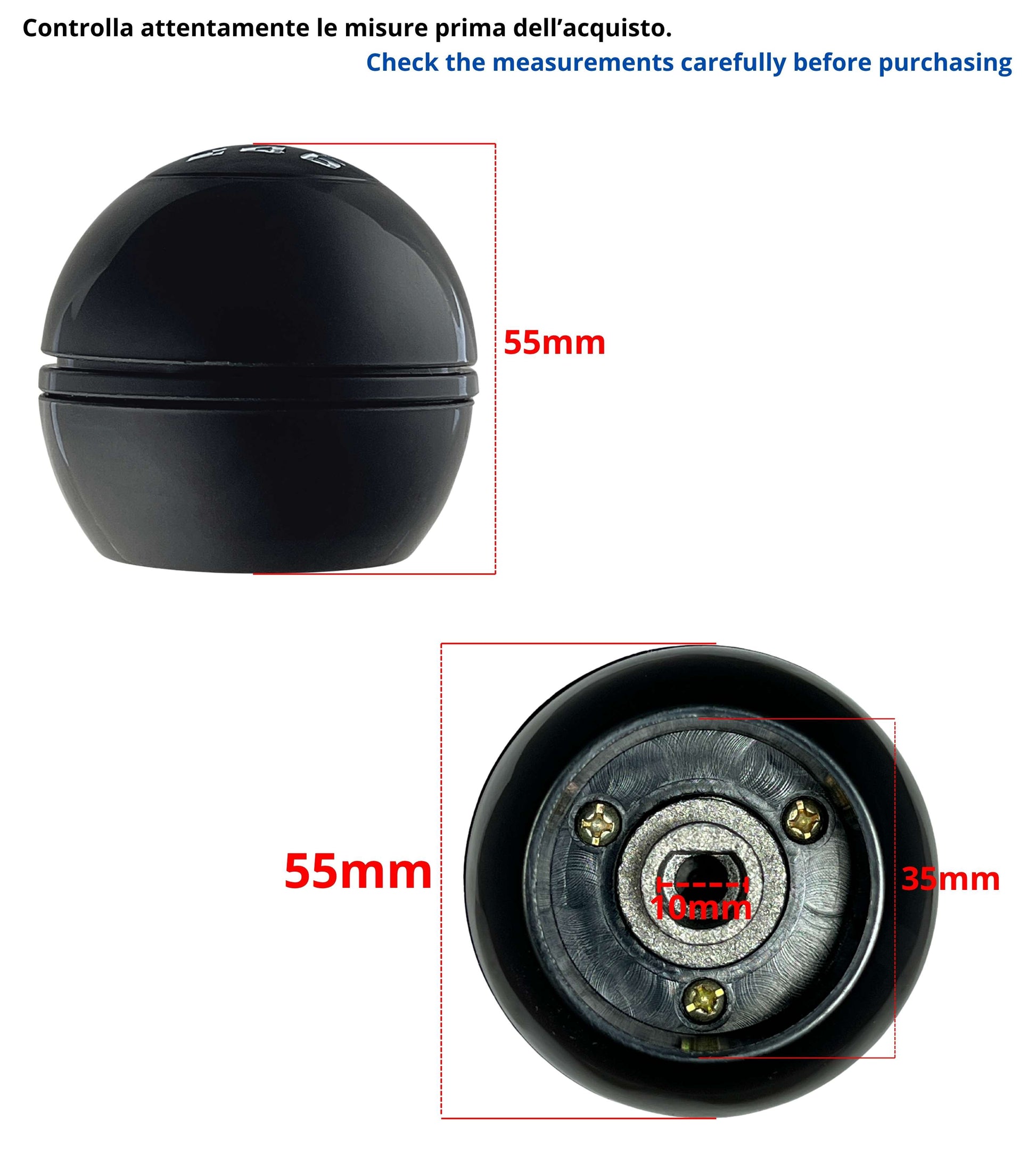 Pomello Leva Cambio 6 Marce Nero Compatibile con Alfa Romeo Giulietta (2010-2020) – Verifica Codici Oem - Retromarcia in Alto a Sinistra