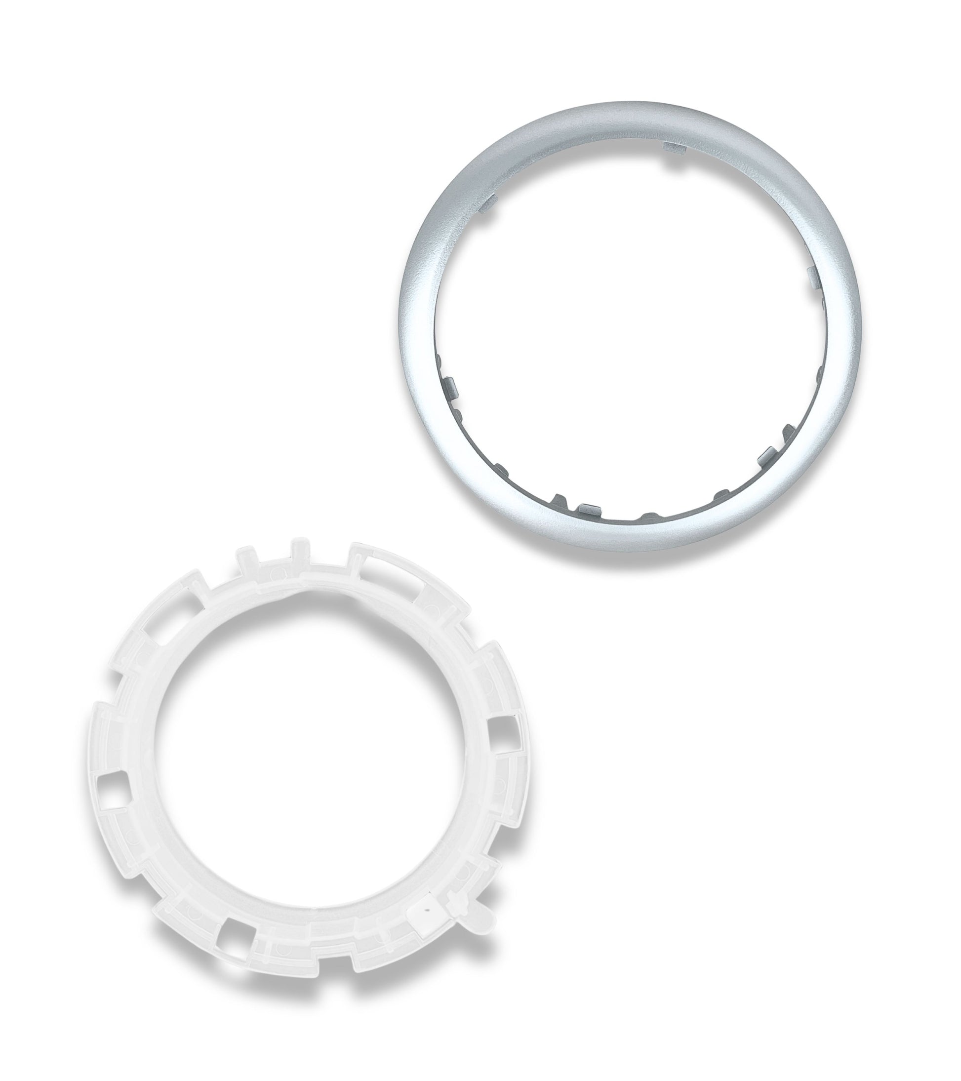 Kit Ghiera di Ritenzione e Cornice Esterna Argento per Cuffia Asta del Cambio Compatibile con Citroen C3 2003-2009 e C2 2003-2010, Oem 7589T8, 7589V0