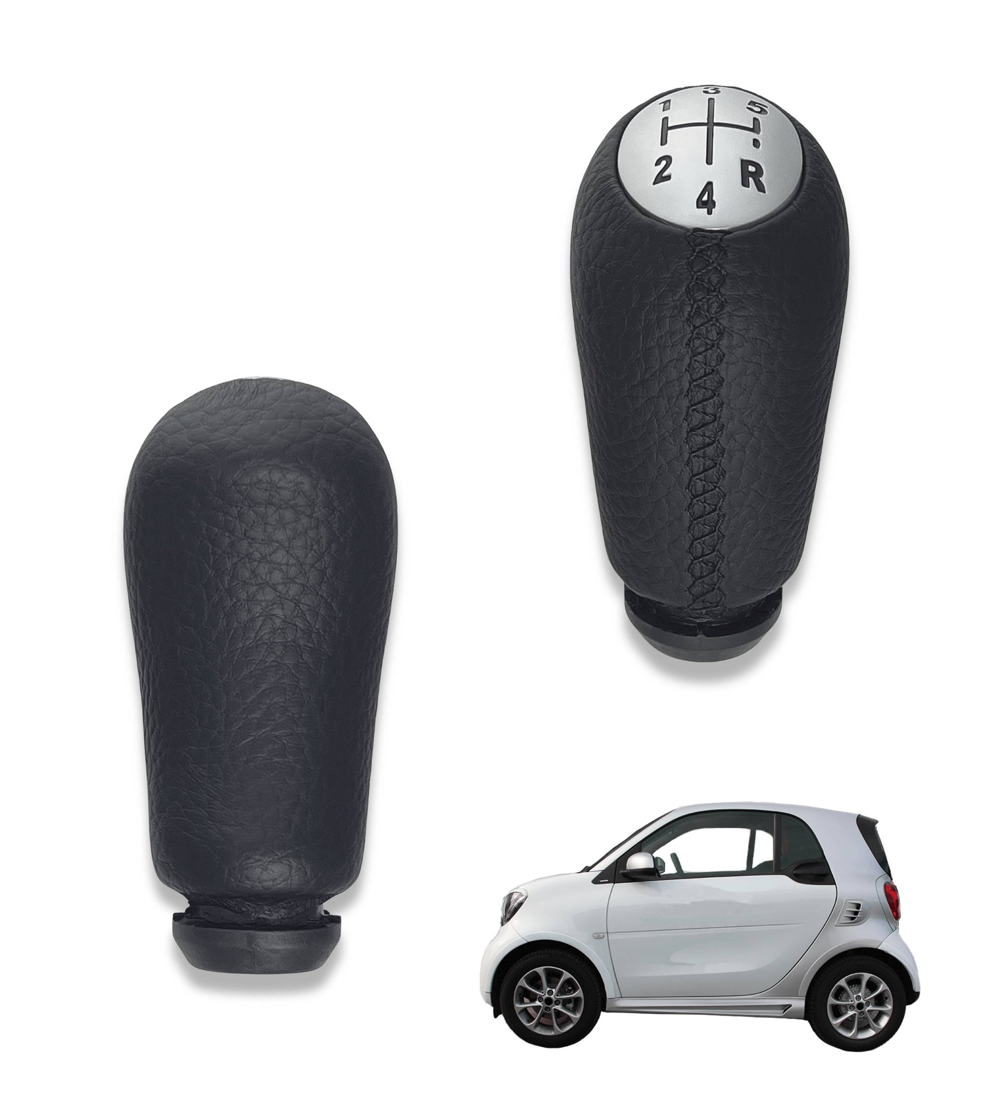 Pomello Leva Cambio 5 Marce con Cuciture Nere Compatibile con Smart Fortwo III W453 2014–2022 e Forfour W453 2014–2024 Retromarcia in Basso a Destra