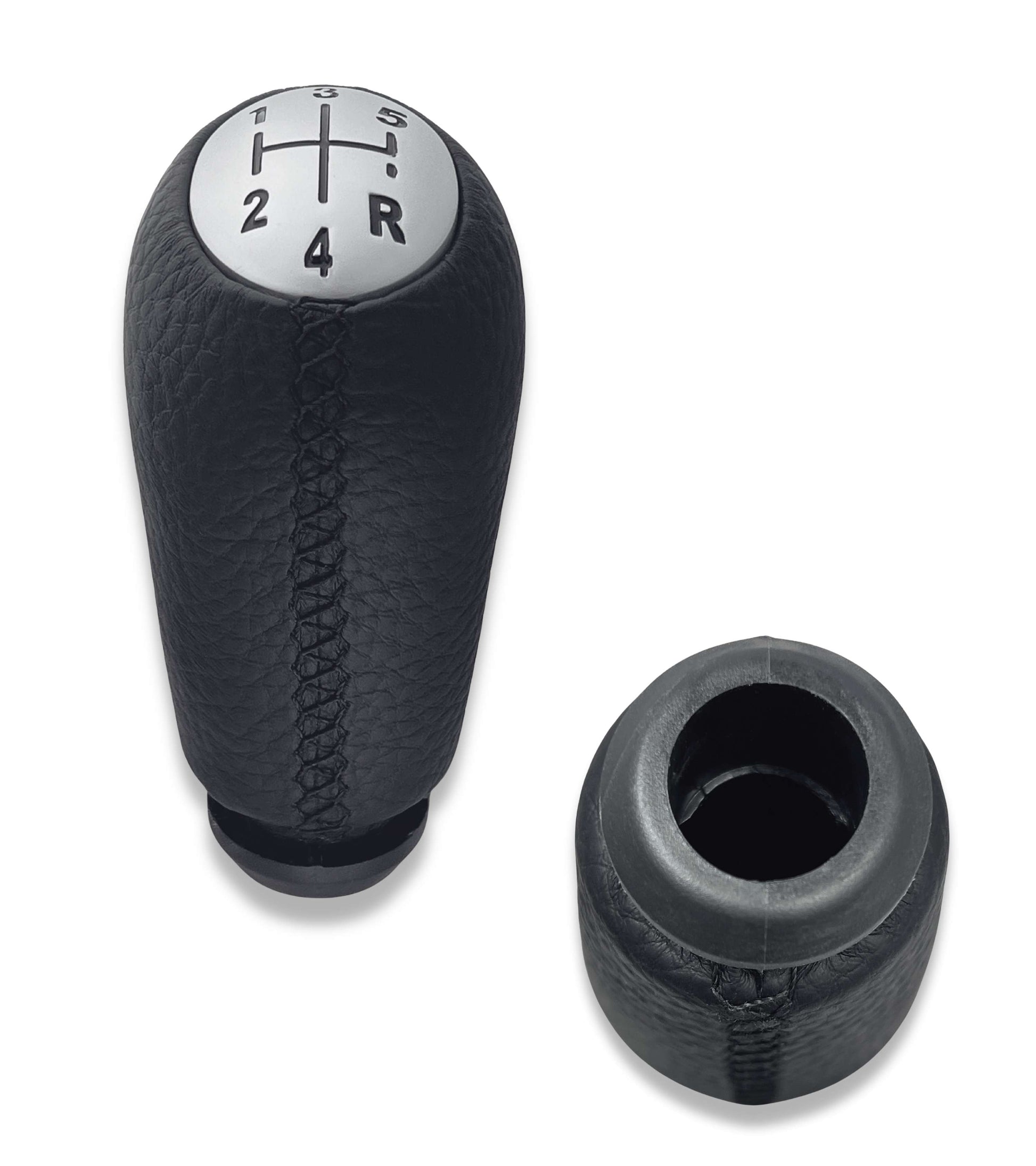 Pomello Leva Cambio 5 Marce con Cuciture Nere Compatibile con Smart Fortwo III W453 2014–2022 e Forfour W453 2014–2024 Retromarcia in Basso a Destra