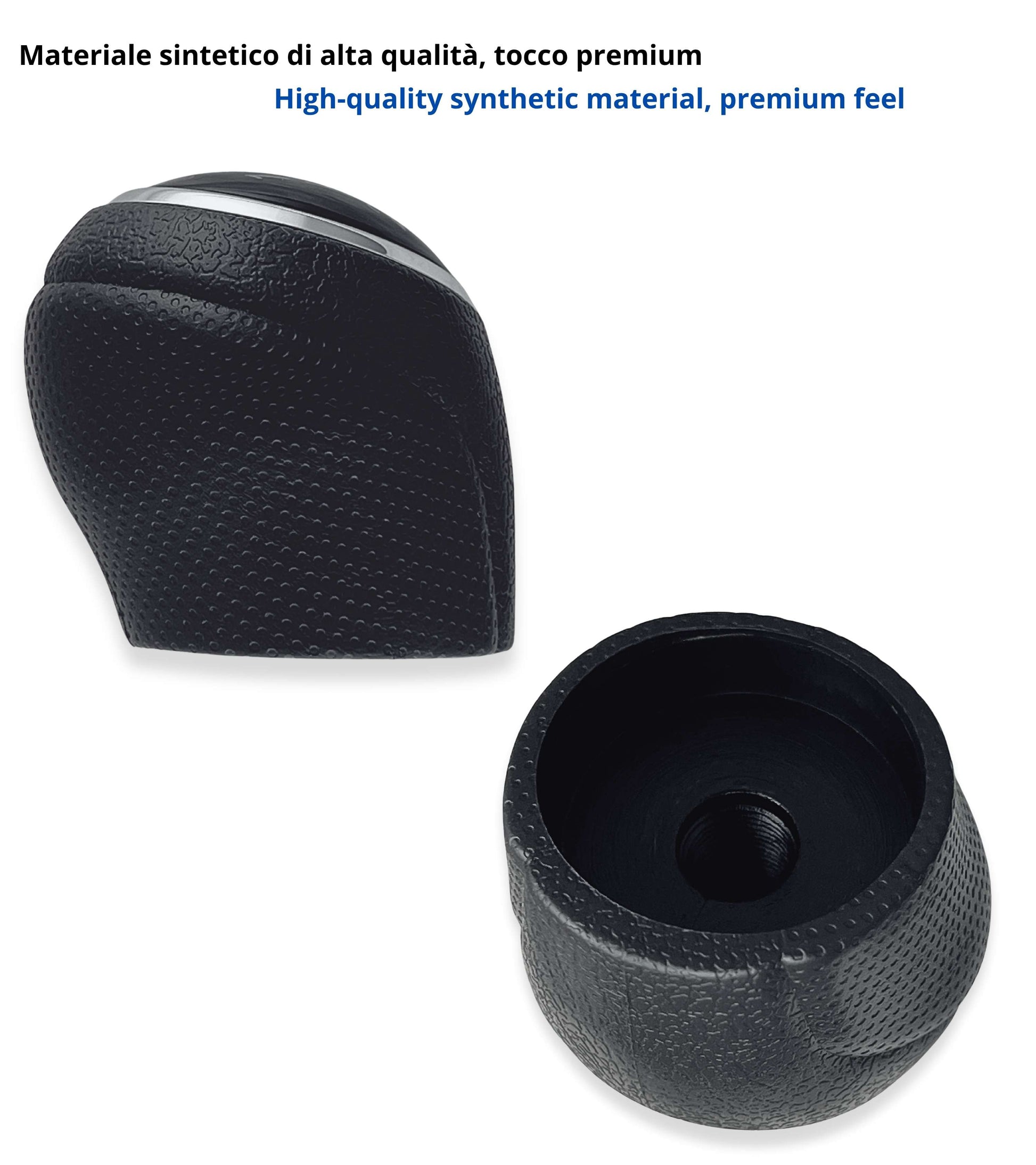 Pomello Leva Cambio 6 Marce Compatibile con Fiat Sedici 2006–2014, Nero con Finiture Argento, Retromarcia a Destra, Filettatura Integrata