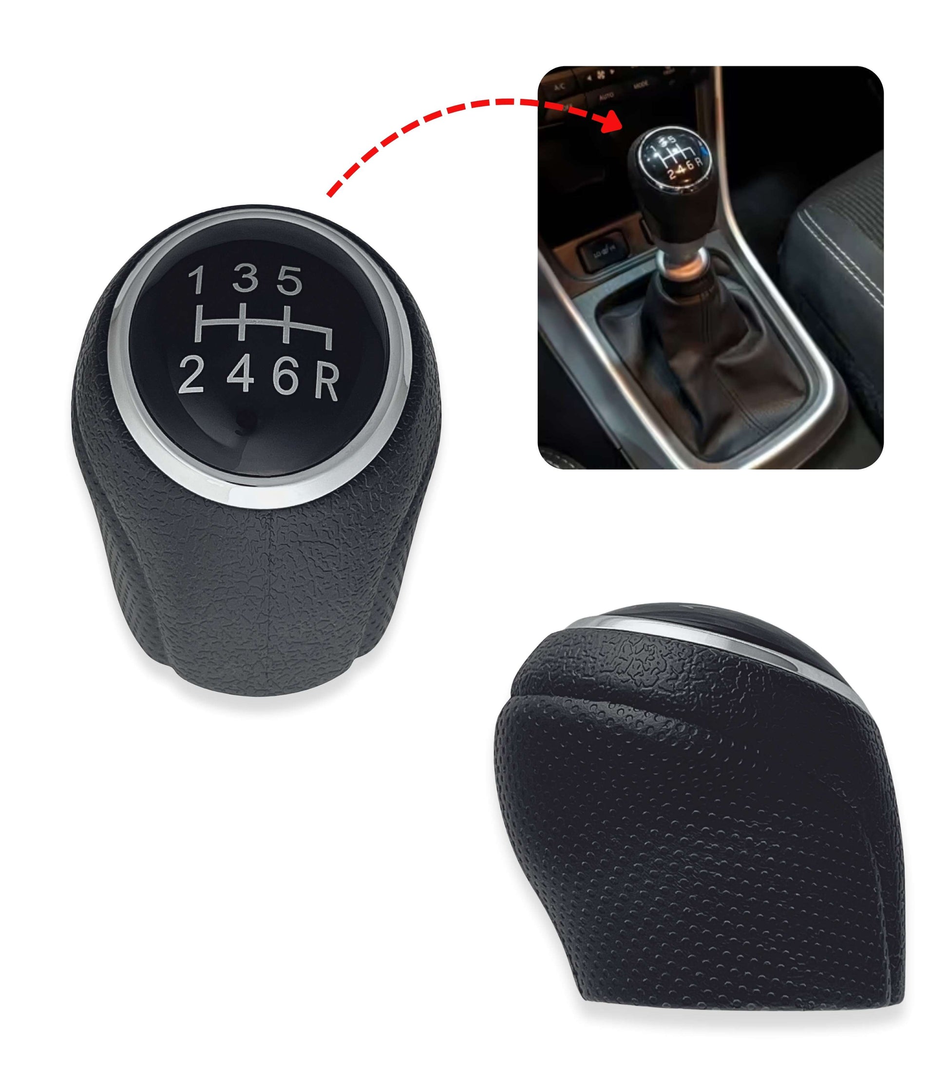 Pomello Leva Cambio 6 Marce Compatibile con Suzuki SX4, SX4 S-Cross (2013–2022) Vitara III (2015–2022), Nero con Filettatura Integrata
