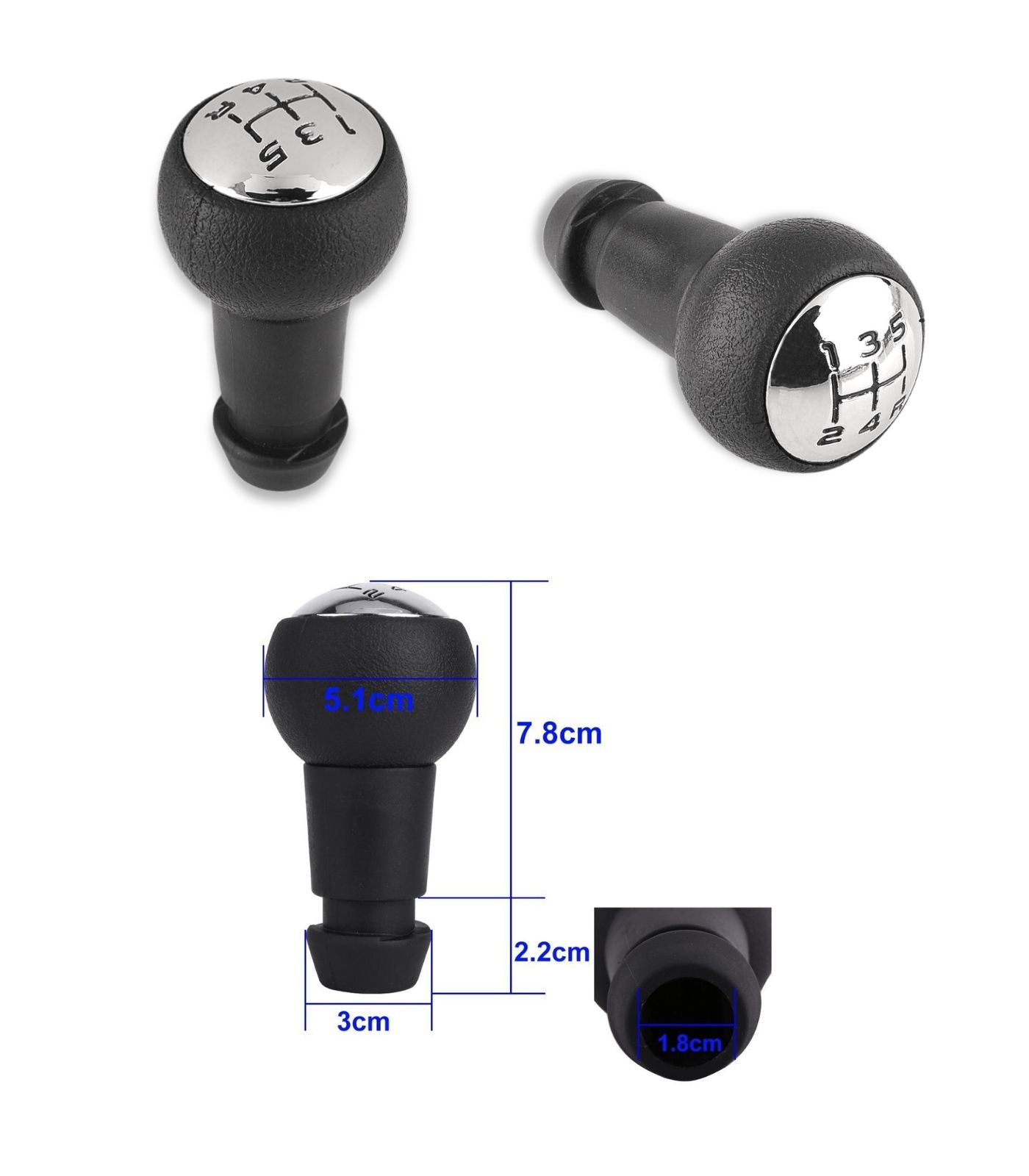 Set Pomello e Cuffia Similpelle Nera con Ghiera per Leva Cambio Compatibile con Citroen Berlingo III dal 2008 Peugeot Partner dal 2008