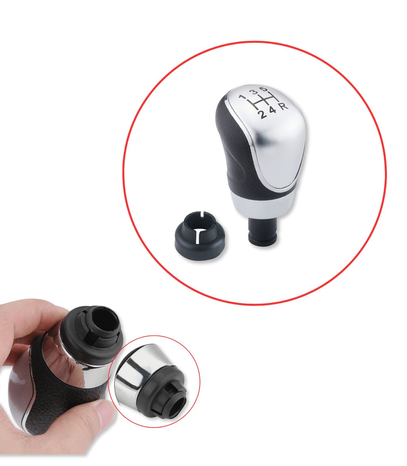 Set Compatibile con Ford Focus MK2 2004-2007 Pomello Cambio Manuale 5 marce e Cuffia small frame