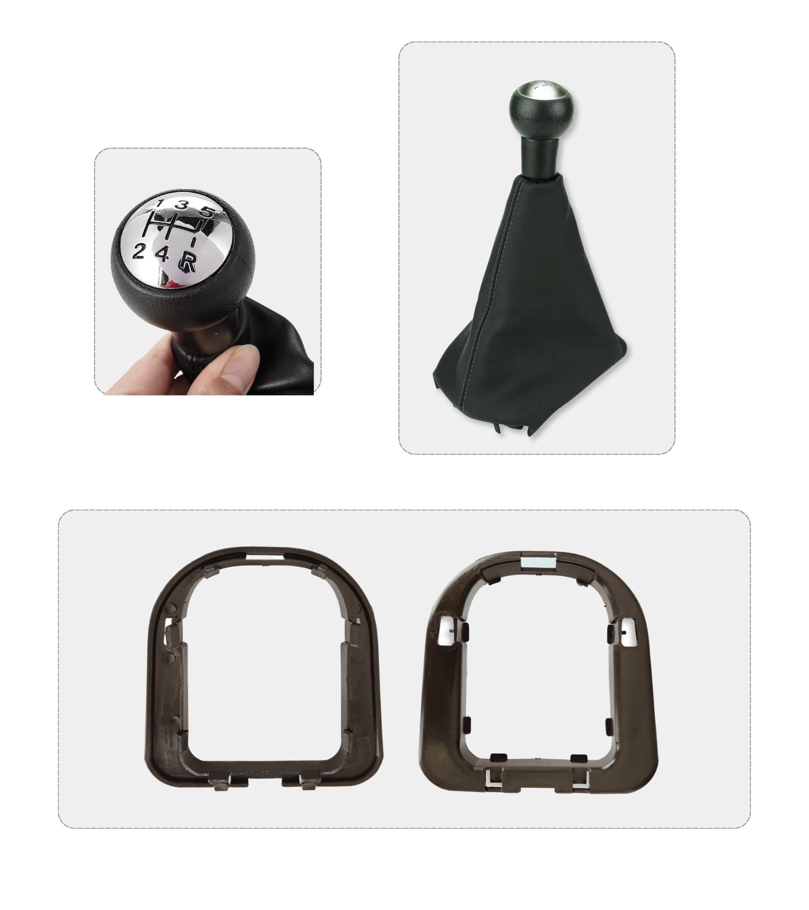 Set Pomello Cuffia Telaio e adattatore Compatibile con Peugeot 207