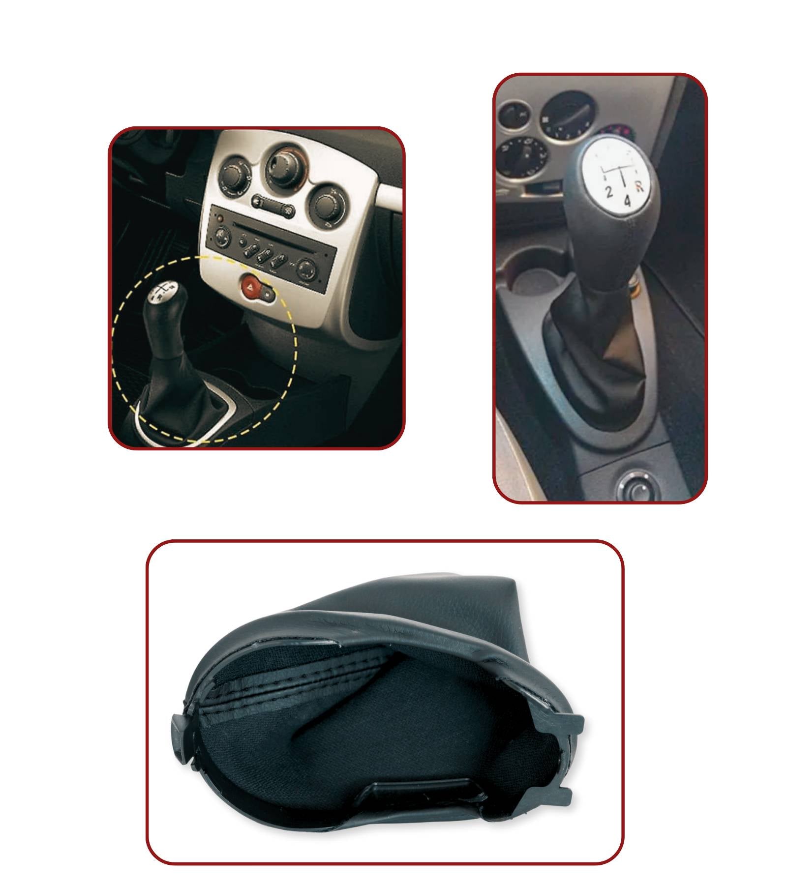 Set Pomello 5 marce e Cuffia Leva Cambio Compatibile con Dacia Logan Sandero Prima Serie