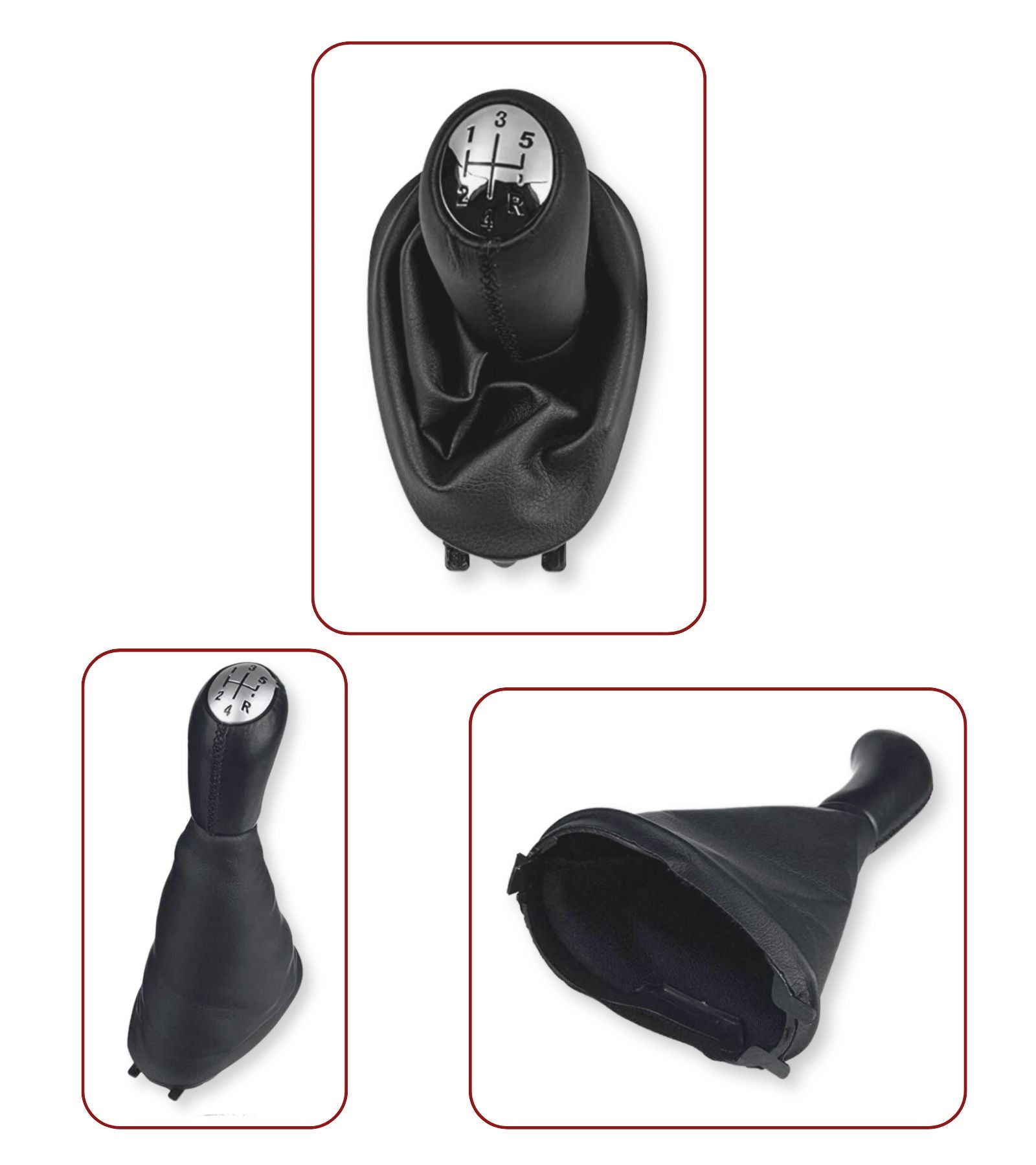 Set Pomello 5 marce e Cuffia Leva Cambio Compatibile con Dacia Logan Sandero Prima Serie