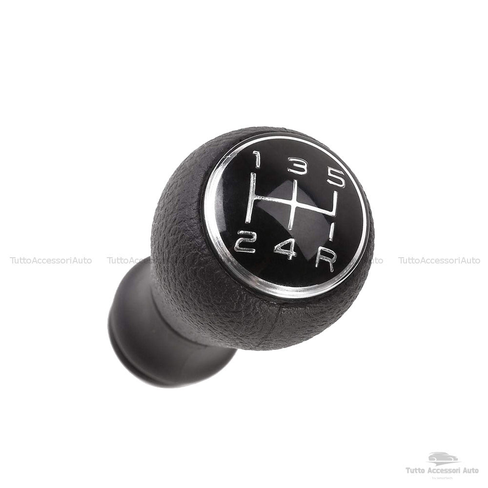 Pomello Leva Cambio Manuale 5 Marce e Retromarcia Ricambio Universale per Autovetture Vari Modelli Colore Nero Rifiniture Chrome