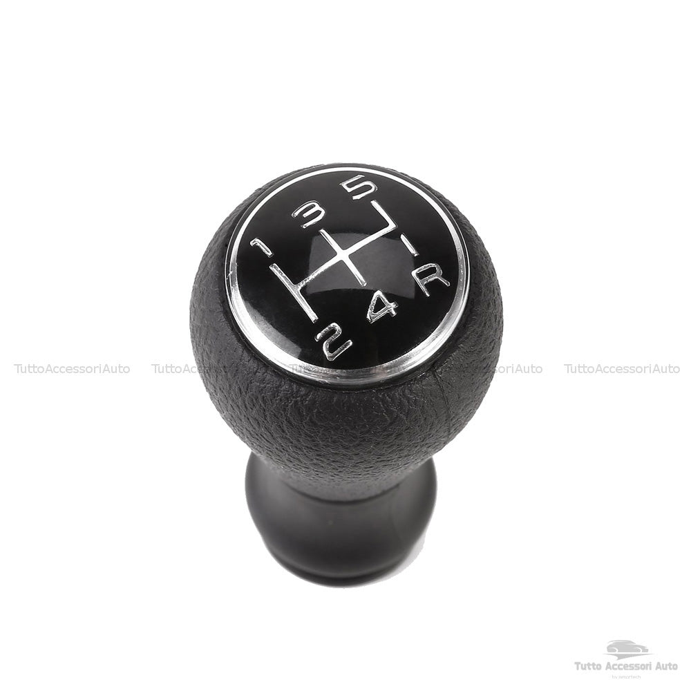 Pomello Leva Cambio Manuale 5 Marce e Retromarcia Ricambio Universale per Autovetture Vari Modelli Colore Nero Rifiniture Chrome