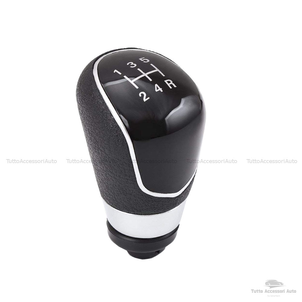 Pomello Leva Cambio Manuale 5 Marce E Retromarcia Ricambio Compatibile Auto Colore Nero Pomello Cromato Con Rifiniture Cromate E Rivestimento Materiale Abs Installazione Plug & Play