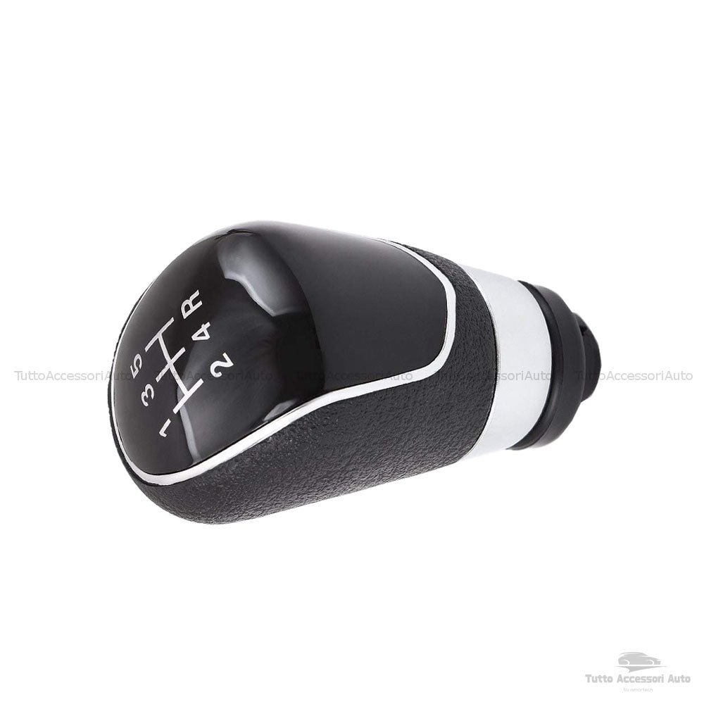 Pomello Leva Cambio Manuale 5 Marce E Retromarcia Ricambio Compatibile Auto Colore Nero Pomello Cromato Con Rifiniture Cromate E Rivestimento Materiale Abs Installazione Plug & Play