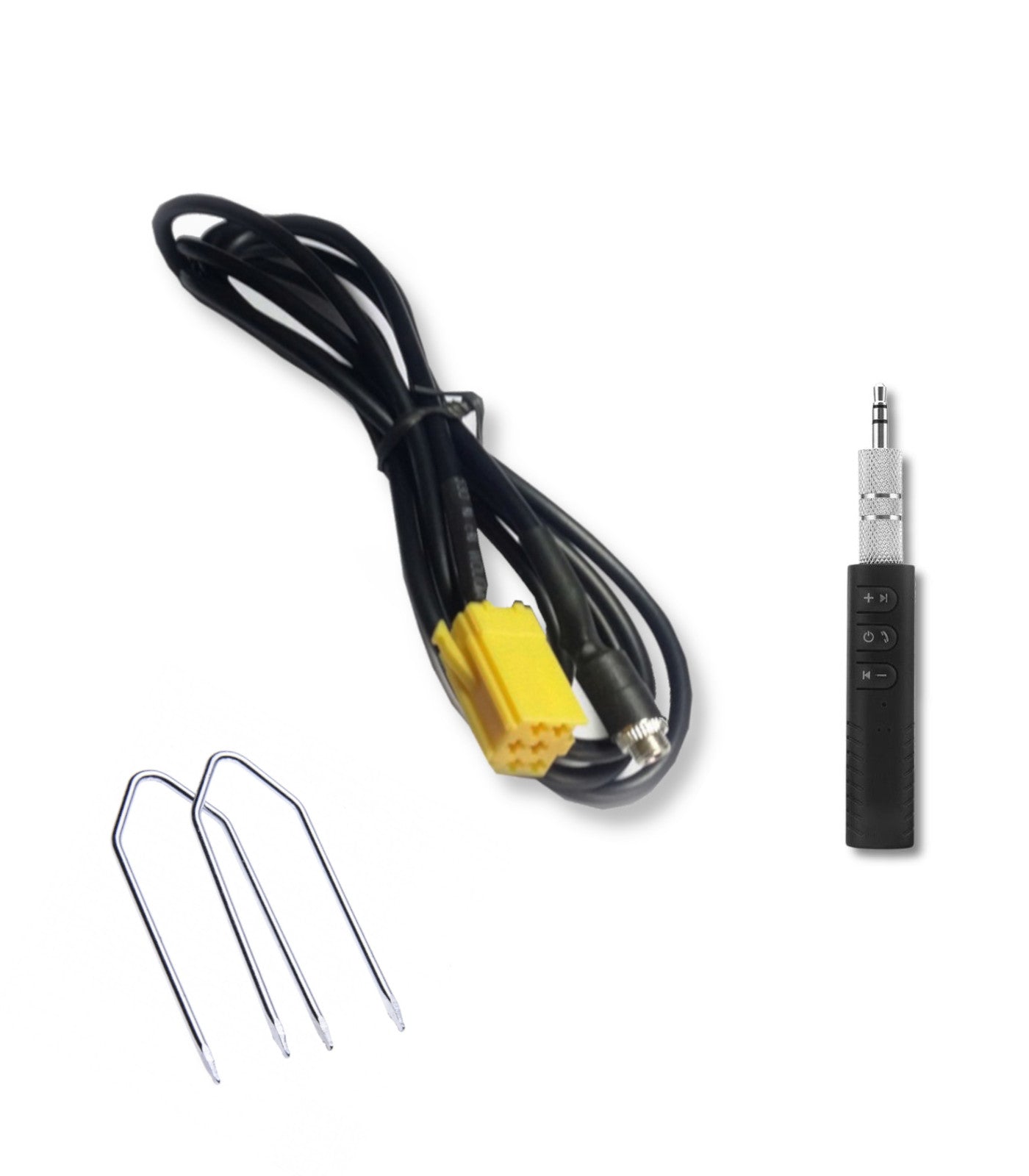 Cavo Aux Femmina per Radio Blaupunkt Compatibile con Fiat Punto 500 Panda + Ricevitore Bluetooth con Microfono Integrato per Vivavoce e Kit Estrazione