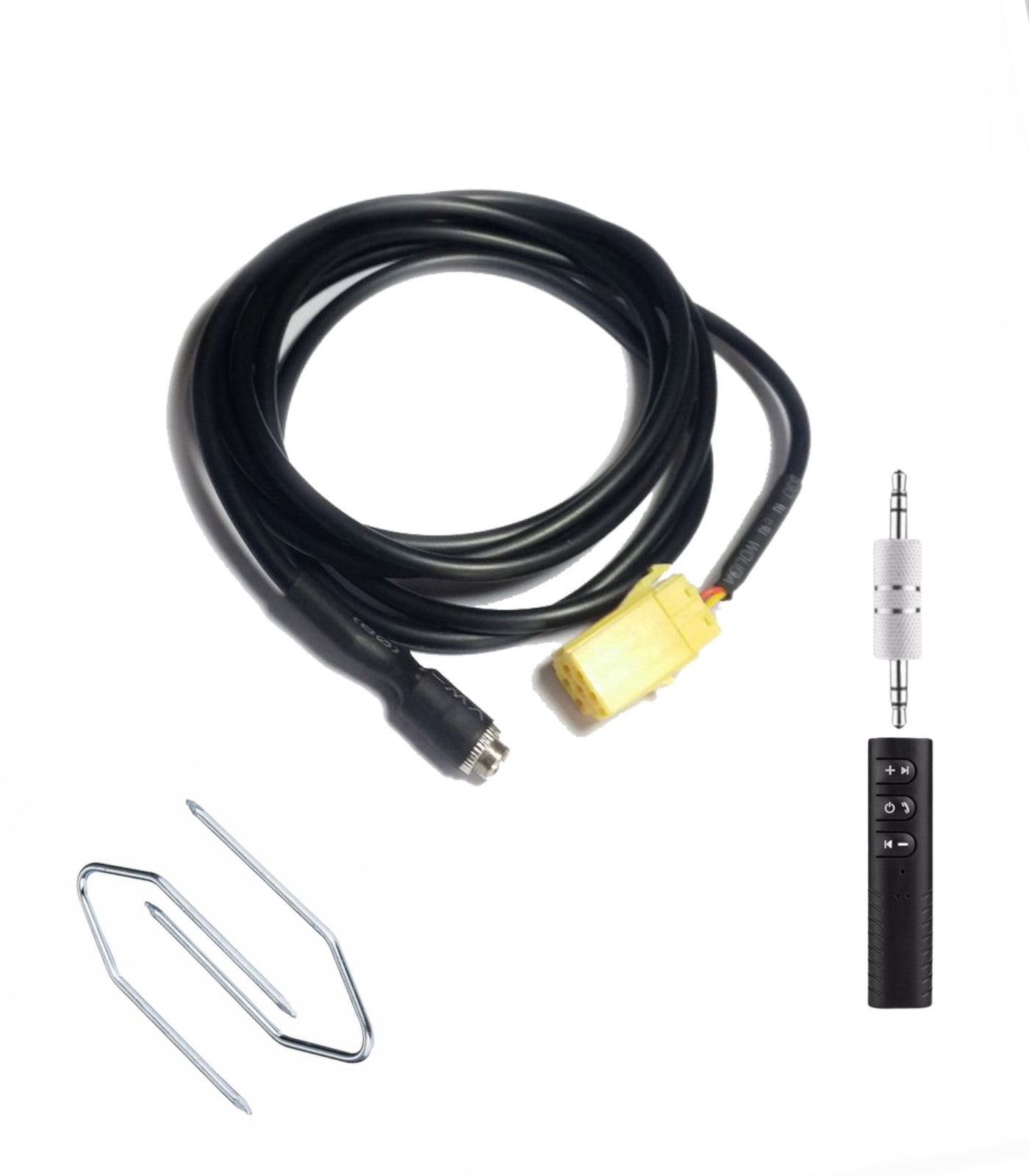 Cavo Aux Femmina per Radio Blaupunkt Compatibile con Fiat Punto 500 Panda + Ricevitore Bluetooth con Microfono Integrato per Vivavoce e Kit Estrazione