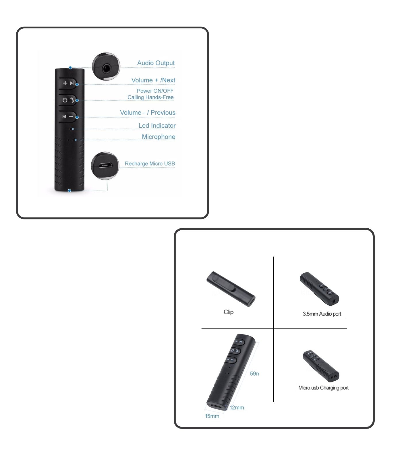 Cavo Aux Femmina per Radio Blaupunkt Compatibile con Fiat Punto 500 Panda + Ricevitore Bluetooth con Microfono Integrato per Vivavoce e Kit Estrazione