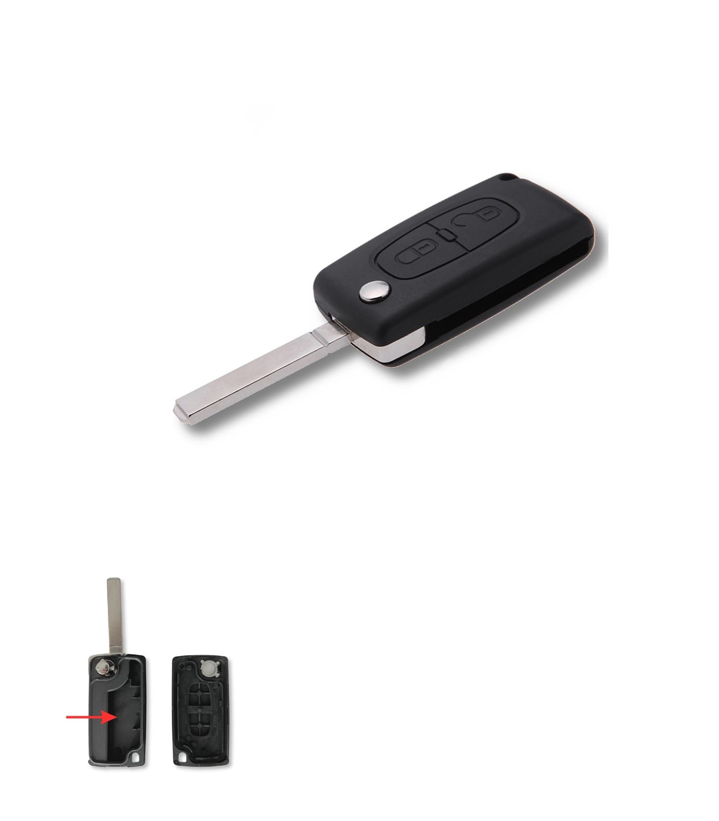 Guscio e Lama per Chiave Telecomando 2 Tasti Compatibile con Citroen C1 C2 C3 C4 C5 Lama V1 Scocca Cover Vano Batteria su Scheda Elettronica CE0523