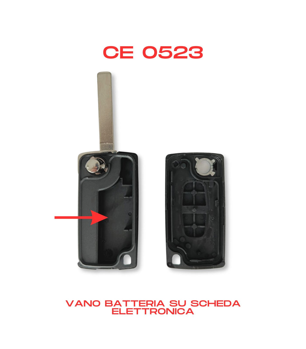 Guscio e Lama per Chiave Telecomando 2 Tasti Compatibile con Citroen C1 C2 C3 C4 C5 Lama V1 Scocca Cover Vano Batteria su Scheda Elettronica CE0523
