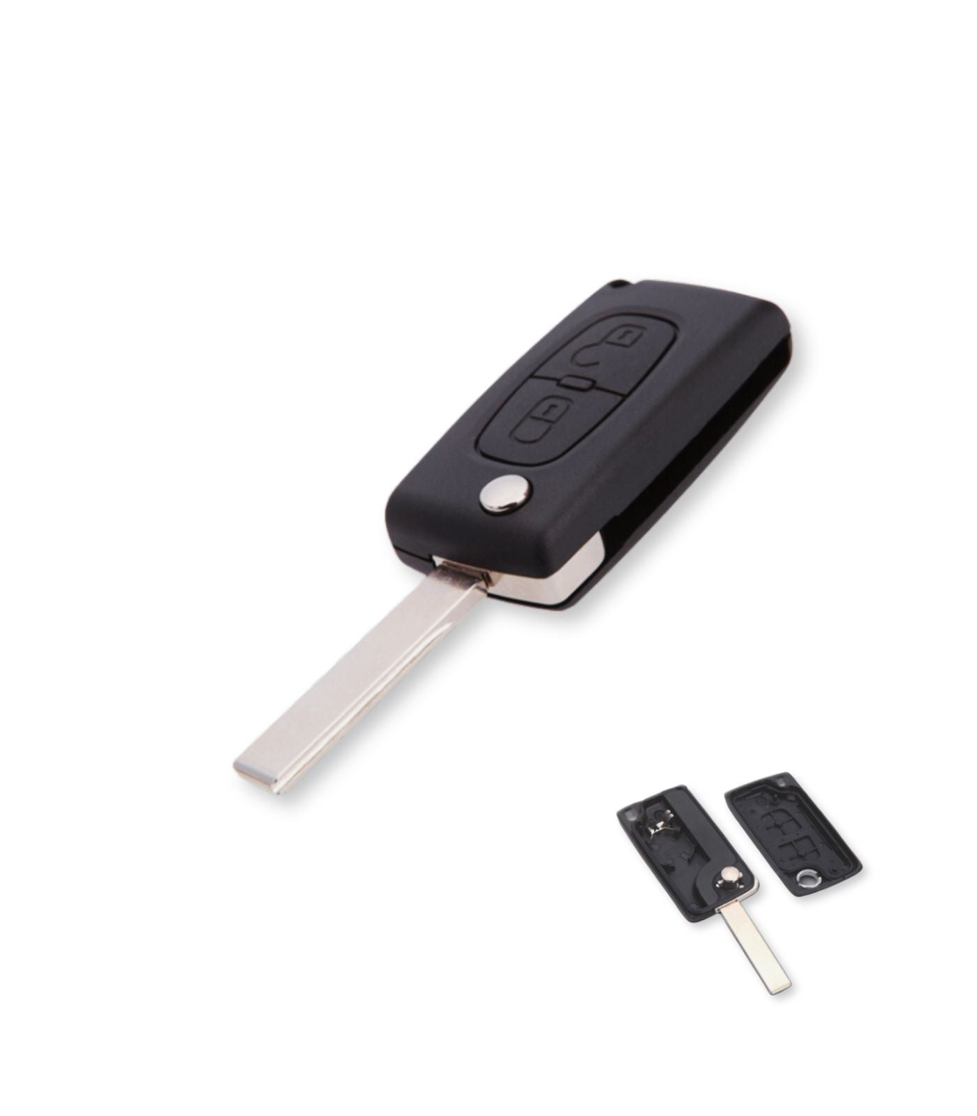 Guscio Scocca Cover e Lama per Chiave Telecomando Auto 2 tasti Compatibile con Peugeot 107 207 307 308 407 408