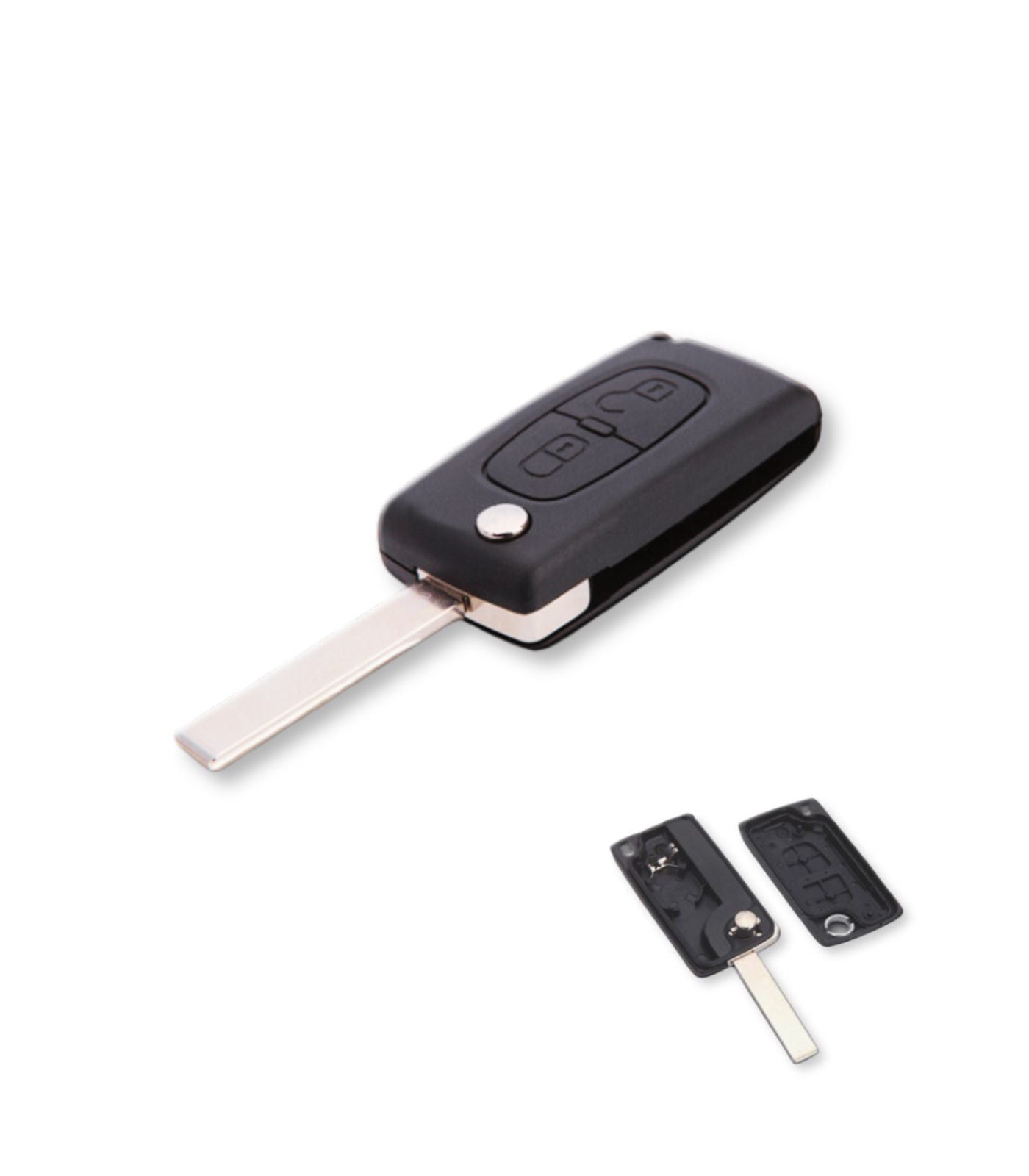 Guscio Scocca Cover e Lama per Chiave Telecomando Auto 2 tasti Compatibile con Peugeot 107 207 307 308 407 408