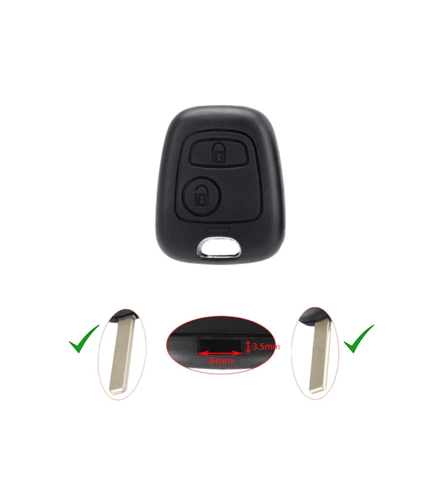 Guscio Cover Scocca per Chiave Telecomando 2 Tasti Compatibile con Toyota Aygo Citroen C1 C2 C3 C4 C5 Peugeot 103 107 206