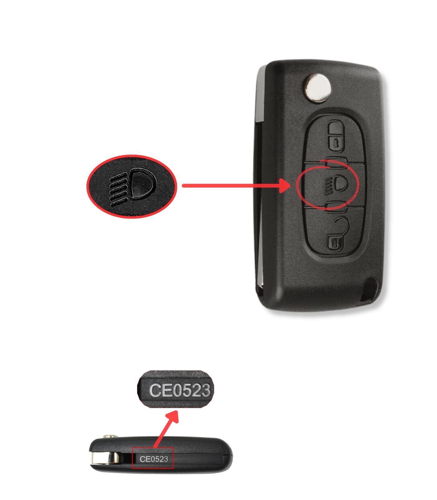 Guscio Lama per Chiave Telecomando 3 Tasti Compatibile con Citroen C2 C3 C4 C5 C6 Xsara Picasso Lama VA2 Vano Batteria CE0523 e Pulsante Faro