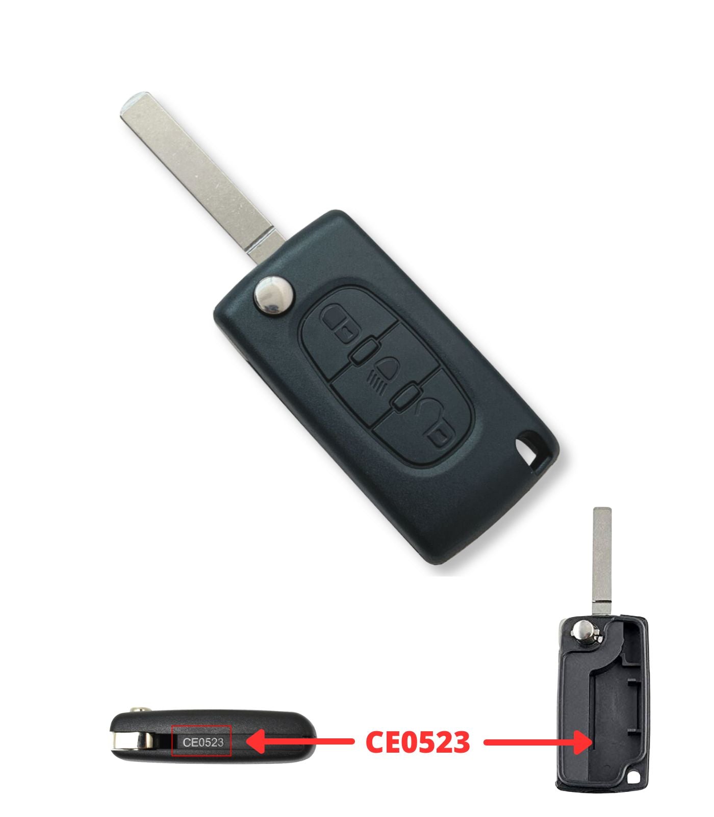 Guscio Lama per Chiave Telecomando 3 Tasti Compatibile con Citroen C2 C3 C4 C5 C6 Xsara Picasso Lama VA2 Vano Batteria CE0523 e Pulsante Faro