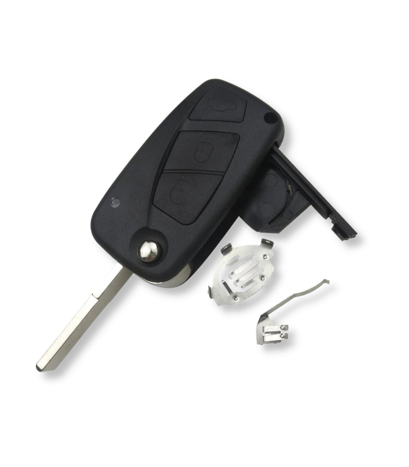 Chiave 3 Tasti per Chiave Telecomando Compatibile con Fiat Punto Evo Ducato Stilo 500 con Lama SIP22 non intercambiabile e Vano Batteria Laterale