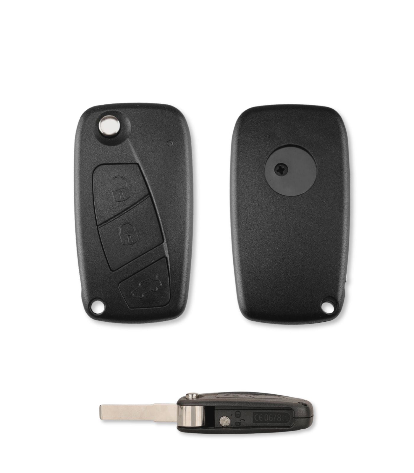 Chiave 3 Tasti per Chiave Telecomando Compatibile con Fiat Punto Evo Ducato Stilo 500 con Lama SIP22 non intercambiabile e Vano Batteria Laterale