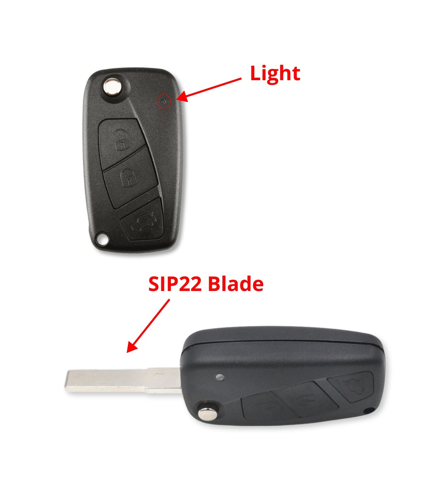 Chiave 3 Tasti per Chiave Telecomando Compatibile con Fiat Punto Evo Ducato Stilo 500 con Lama SIP22 non intercambiabile e Vano Batteria Laterale