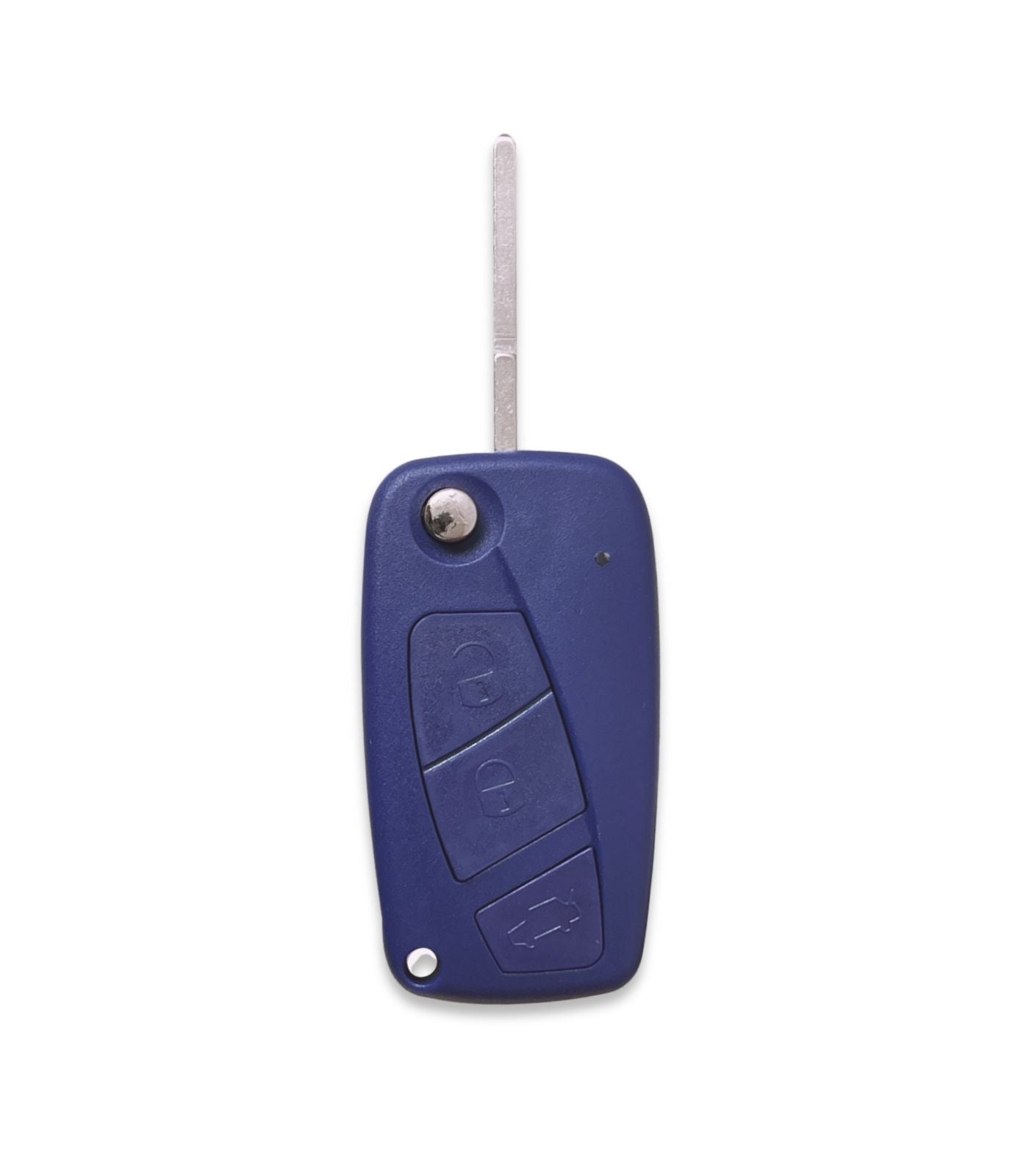 Chiave 3 Tasti per Telecomando Compatibile con Fiat Punto Evo Ducato Stilo 500, Guscio Blu Lama non intercambiabile SIP22 e Vano Batteria Laterale