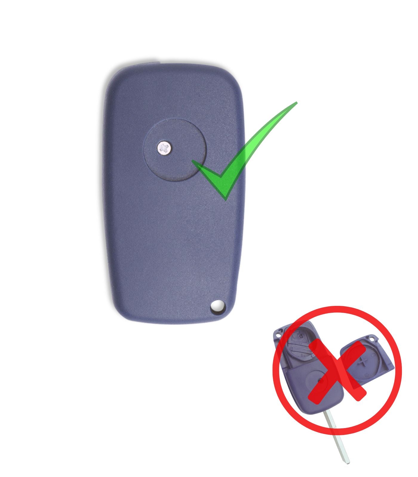 Chiave 3 Tasti per Telecomando Compatibile con Fiat Punto Evo Ducato Stilo 500, Guscio Blu Lama non intercambiabile SIP22 e Vano Batteria Laterale