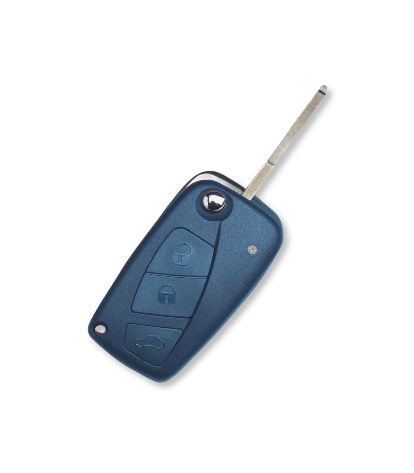 Chiave 3 Tasti per Telecomando Compatibile con Fiat Punto Evo Ducato Stilo 500, Guscio Blu Lama non intercambiabile SIP22 e Vano Batteria Laterale